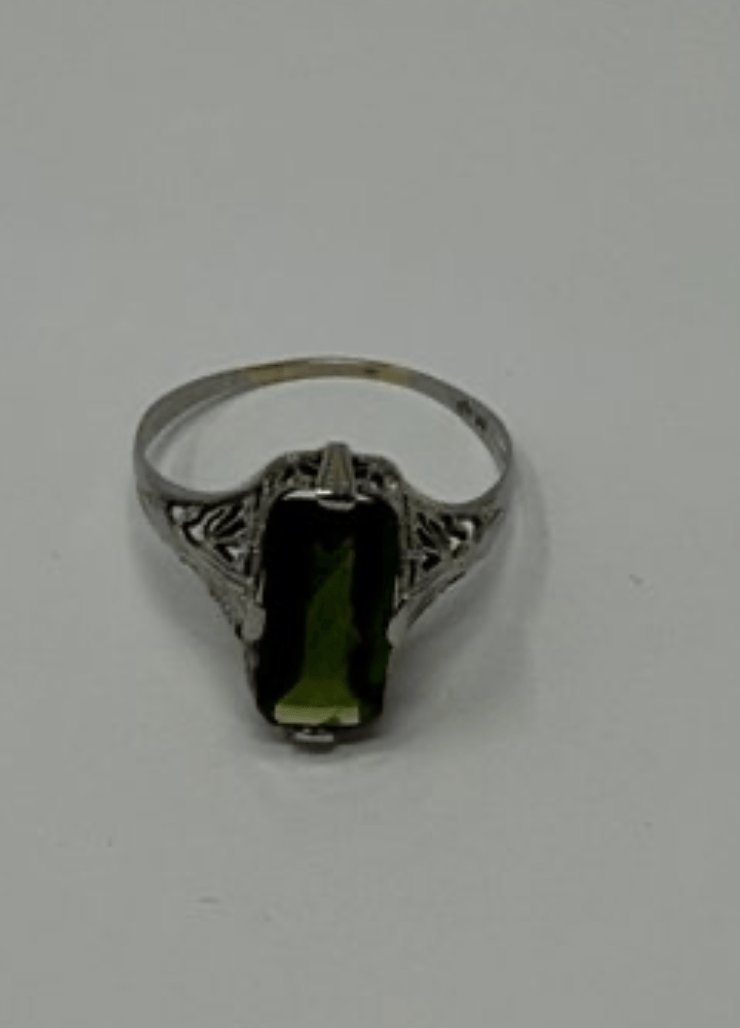 Luxury Promise 18kw sz 7 2g filigree 3ct-green tourmaline ring  AFI046
