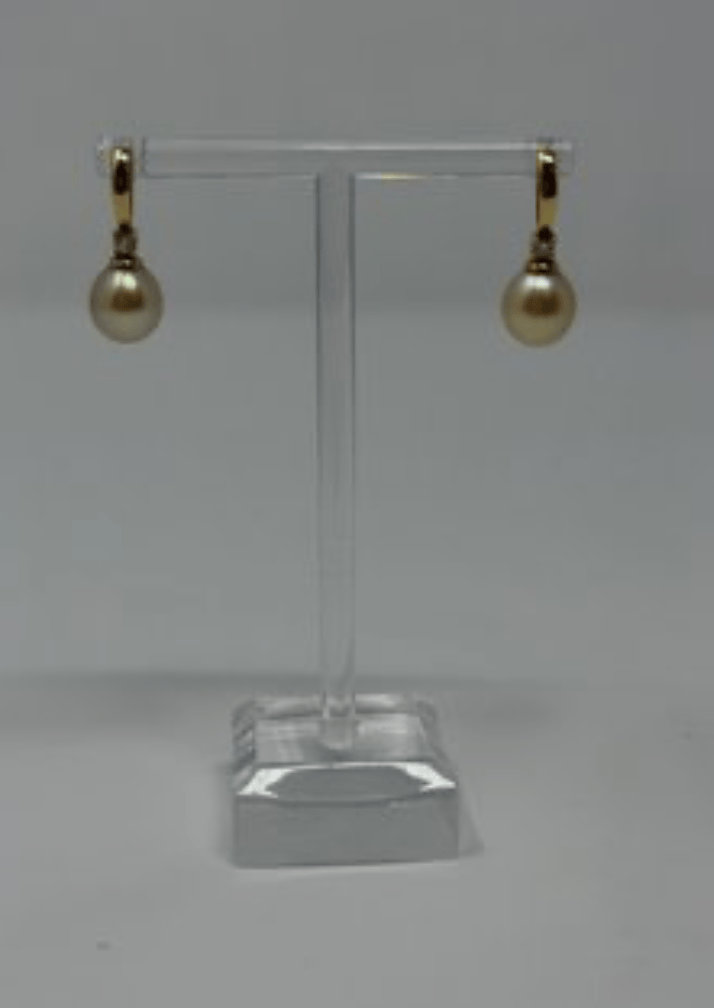 Luxury Promise 18ky  5.47g 9.8mm AAA golden ssp 0.10ctd drop earrings  AFI100