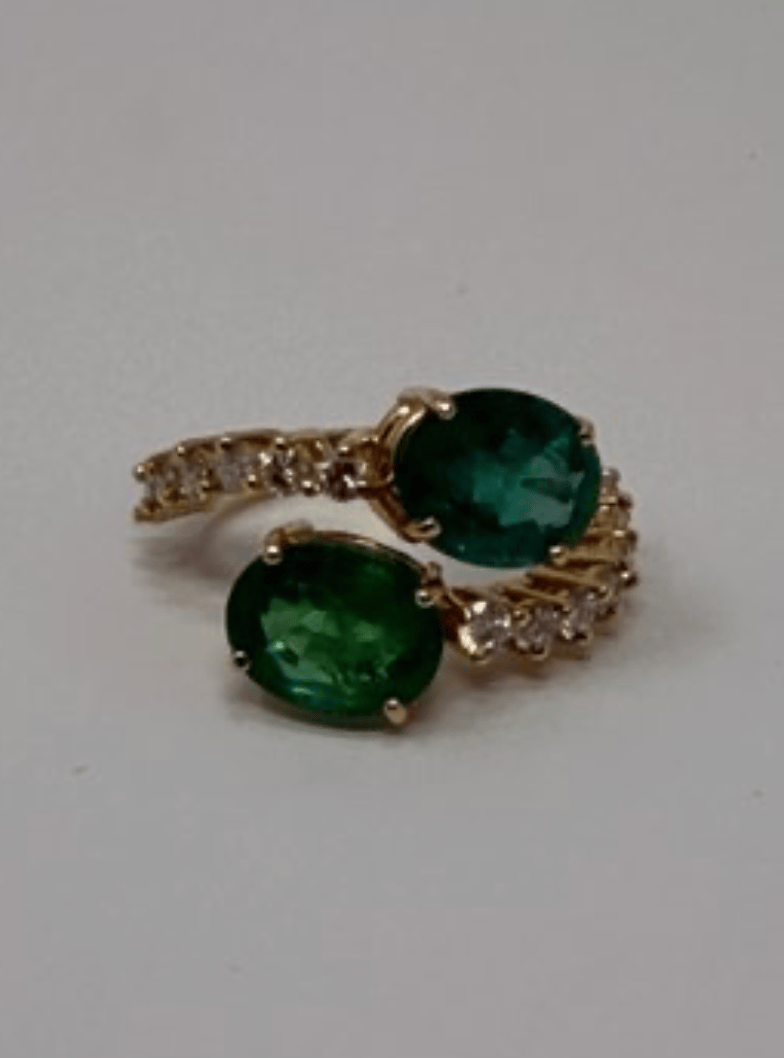 Luxury Promise 18ky sz 7 6.32g bypass 5ct-emerald 1ctw-diamond  ring AFI041