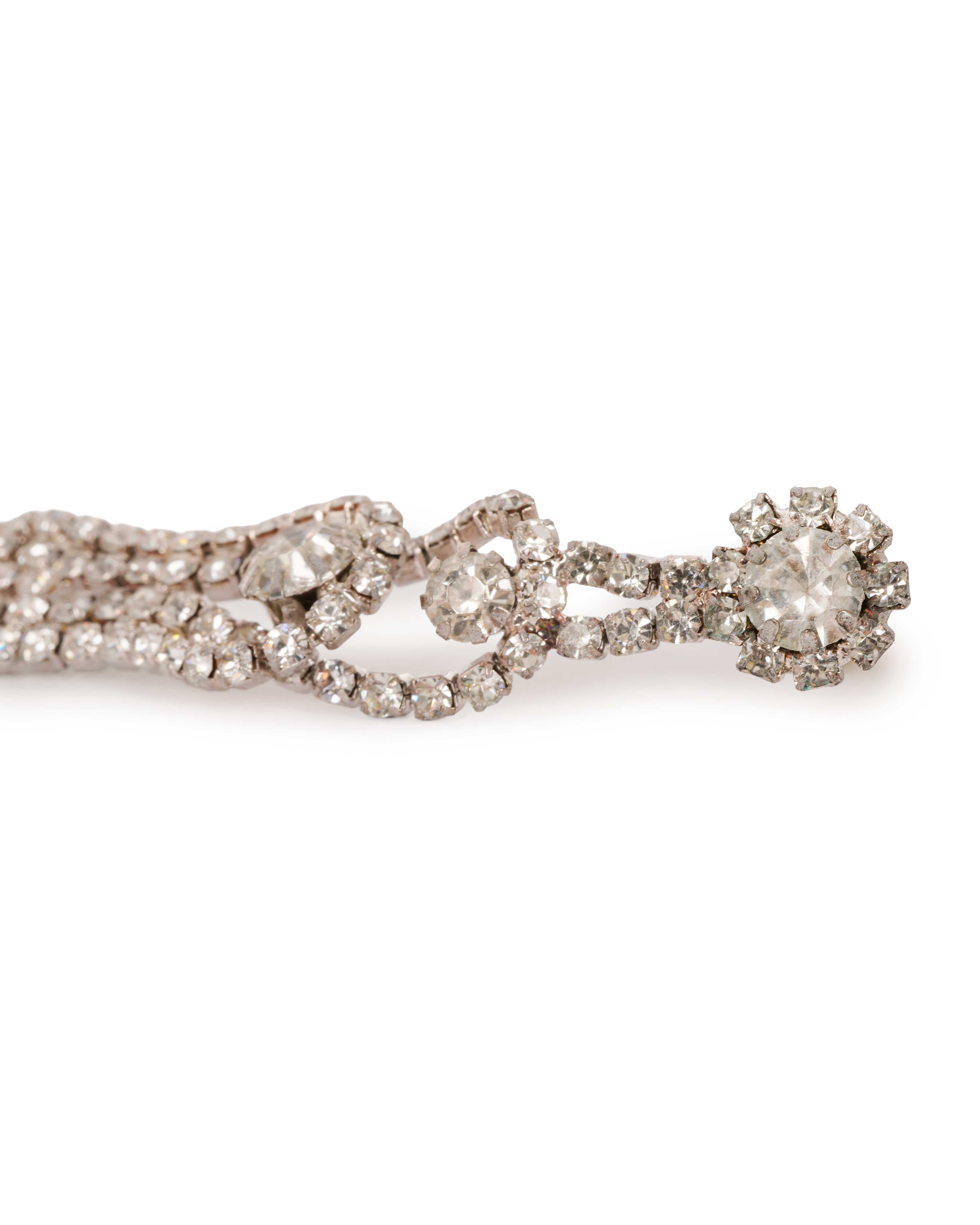 Luxury Promise 1970's crystal and heart long drop earrings  ALTC0526