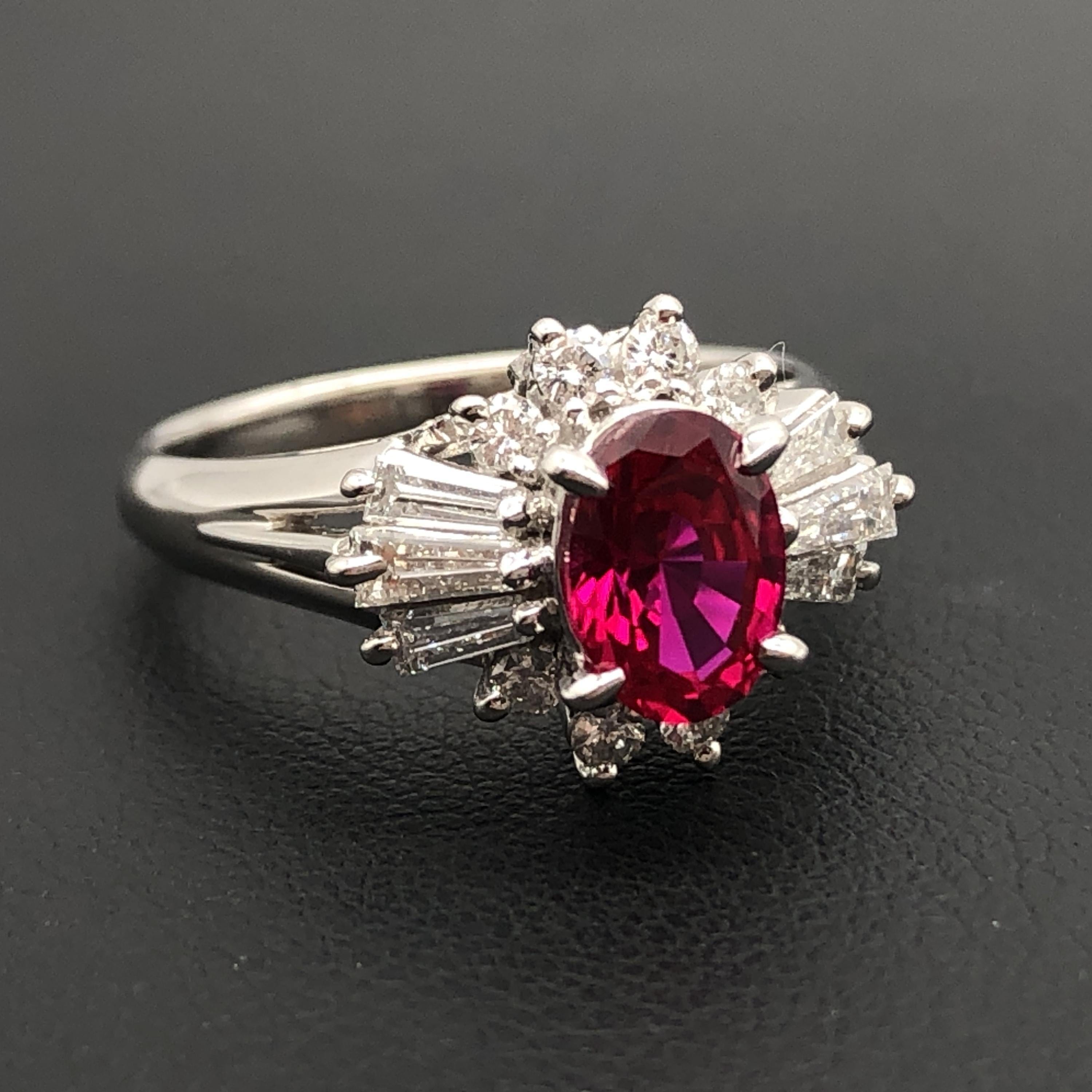 Luxury Promise 1P Gemstone & Diamond Ring, SG(1.00ct), D(0.48ct), PT900, 5.8g, US Size 5.5 ALC3349