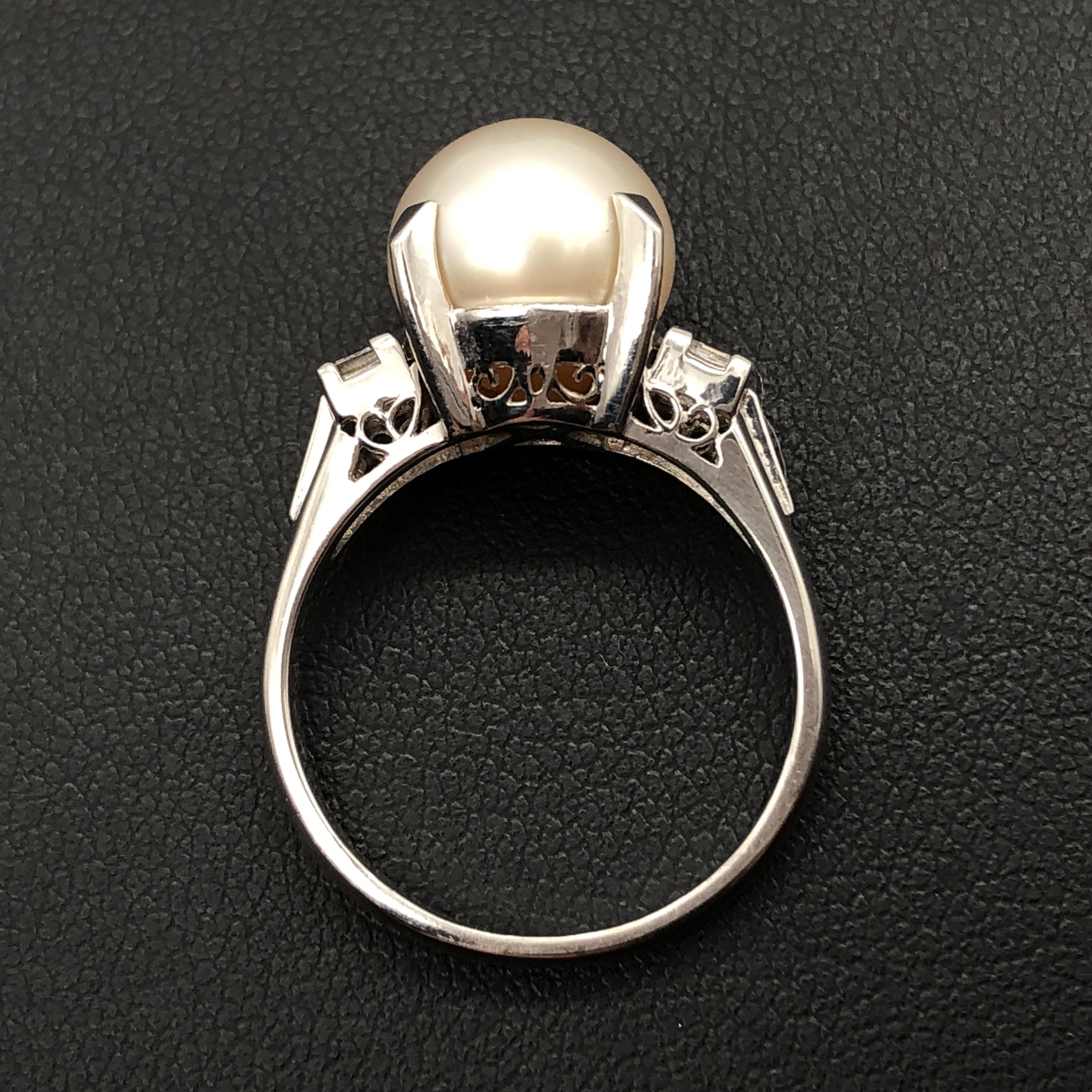 Luxury Promise 1P Pearl & 2P Diamond Ring, P(Aprox 10.2mm), D(0.322ct), PT900, 7.1g, US Size 6.5 ALC3319
