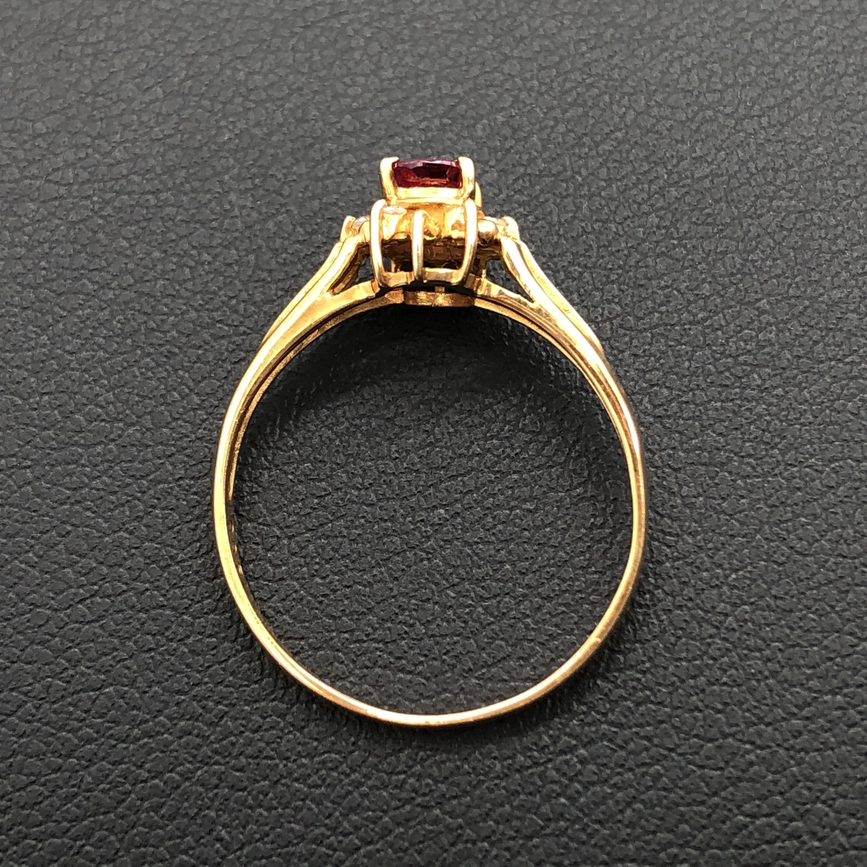 Luxury Promise 1P Ruby & Diamond Ring, D(0.05ct), K18YG, 1.7g, US Size 5.5 ALC3318