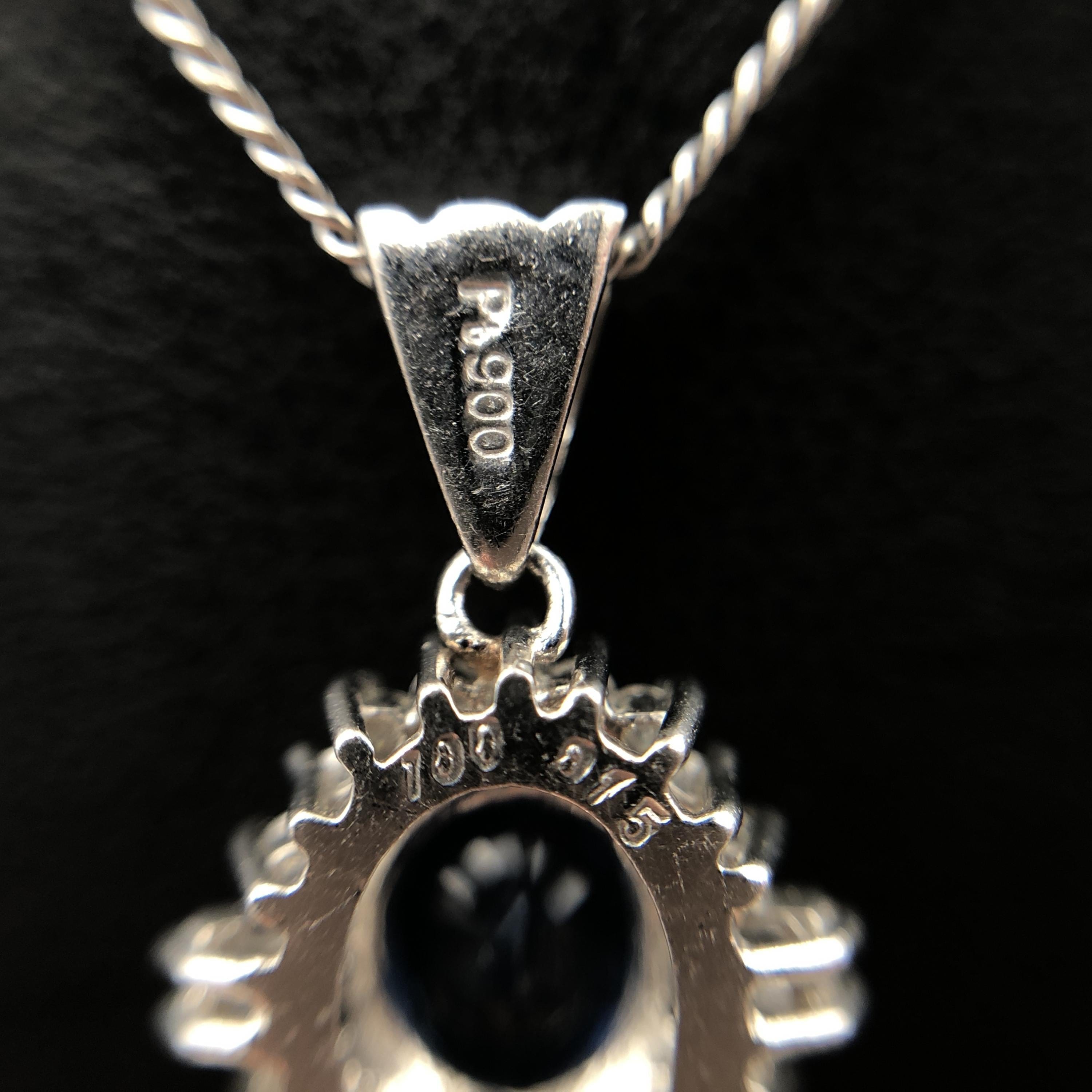 Luxury Promise 1P Sapphire & Dimond Necklace, S(1.00ct), D(0.15ct), PT900/PT850, 4.4g, 16inch ALC3330