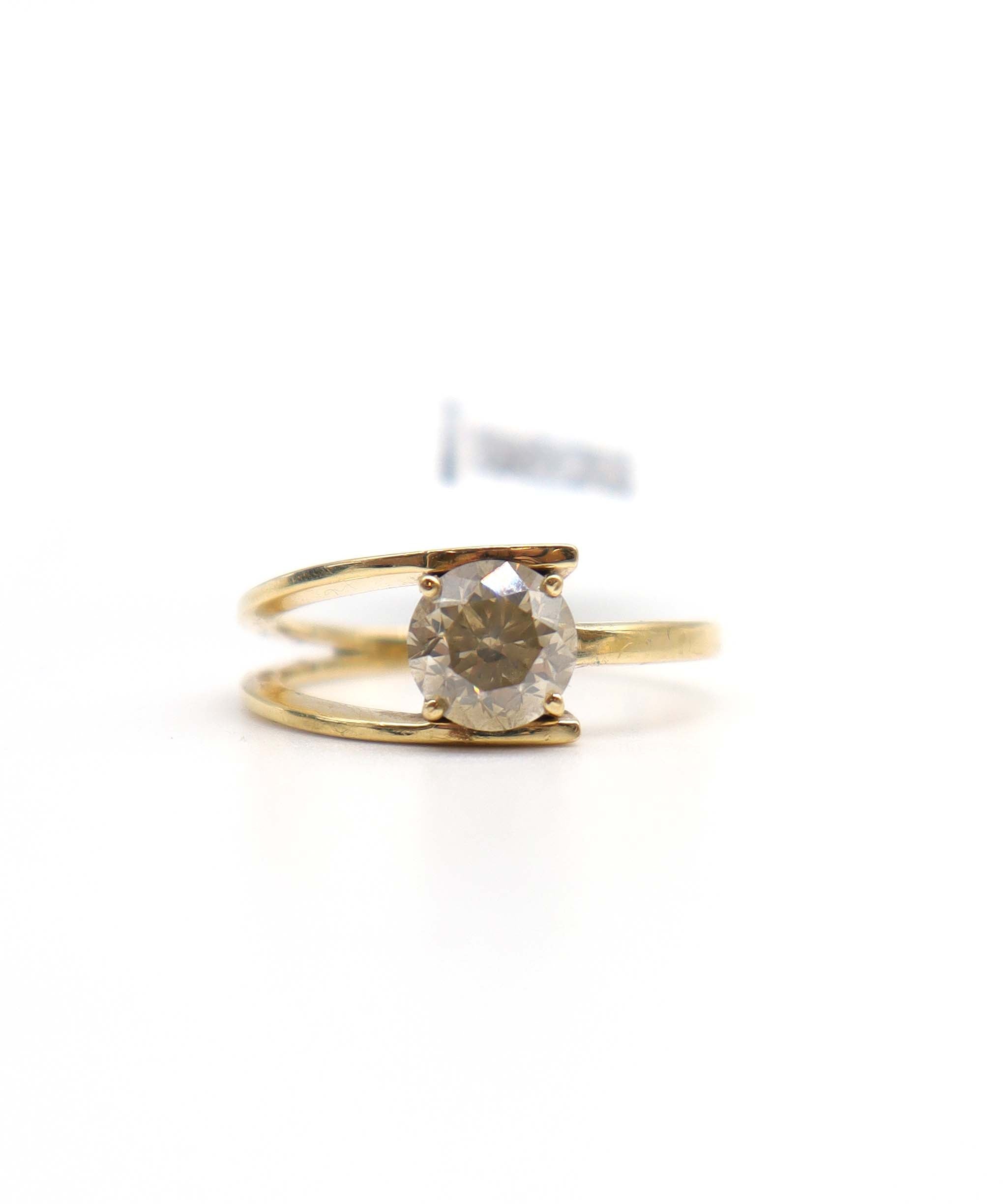 Luxury Promise 2.04CT CHAMPAGNE ROUND DIAMOND 18kYG RING EU 60 WITH CERT DXBS6200