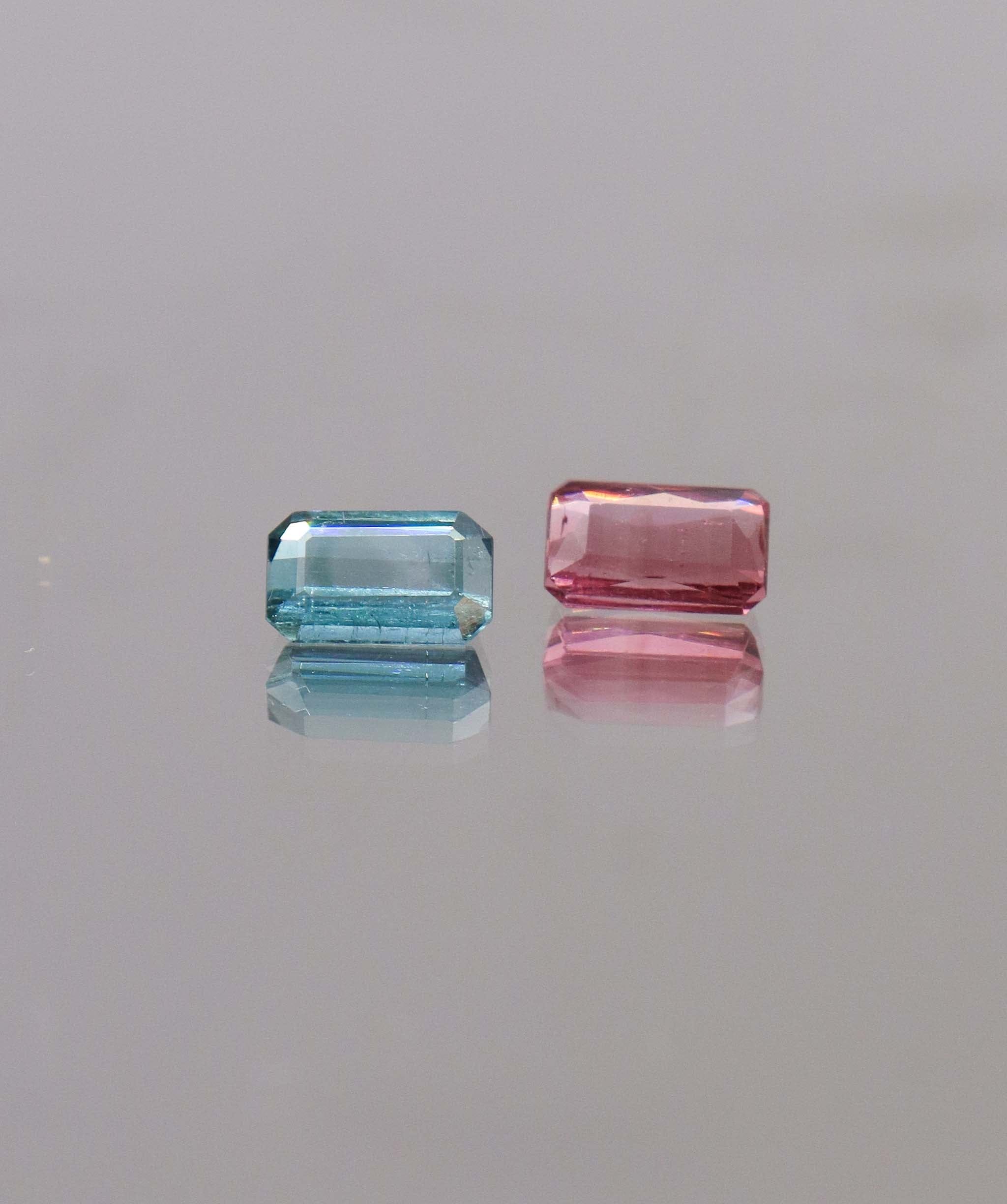 Luxury Promise 2.05ct Padparadscha & Lagoon Tourmaline Moi et Toi Afghan DXBCS0294