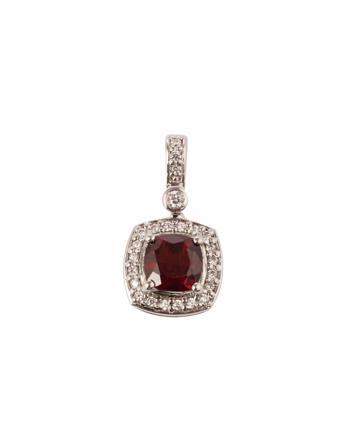 Luxury Promise 2.06ct Red garnet & Cubic Zircon 9K White Gold Pendant - 2.1g ANC2055