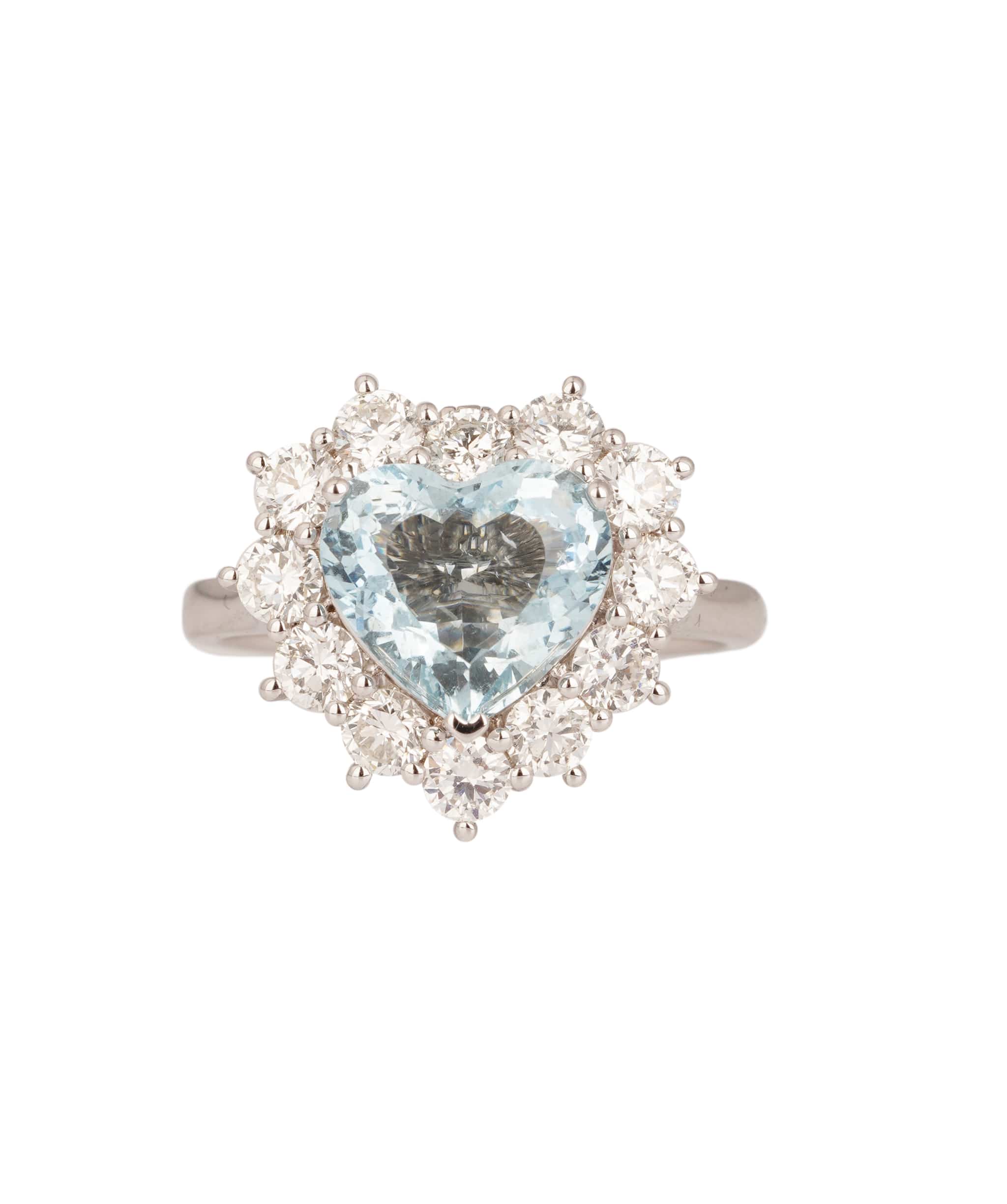Luxury Promise 2.16ct Heart Aquamarine Convertible Pendant & Ring in 18kt White Gold US 7.5 ANL0134