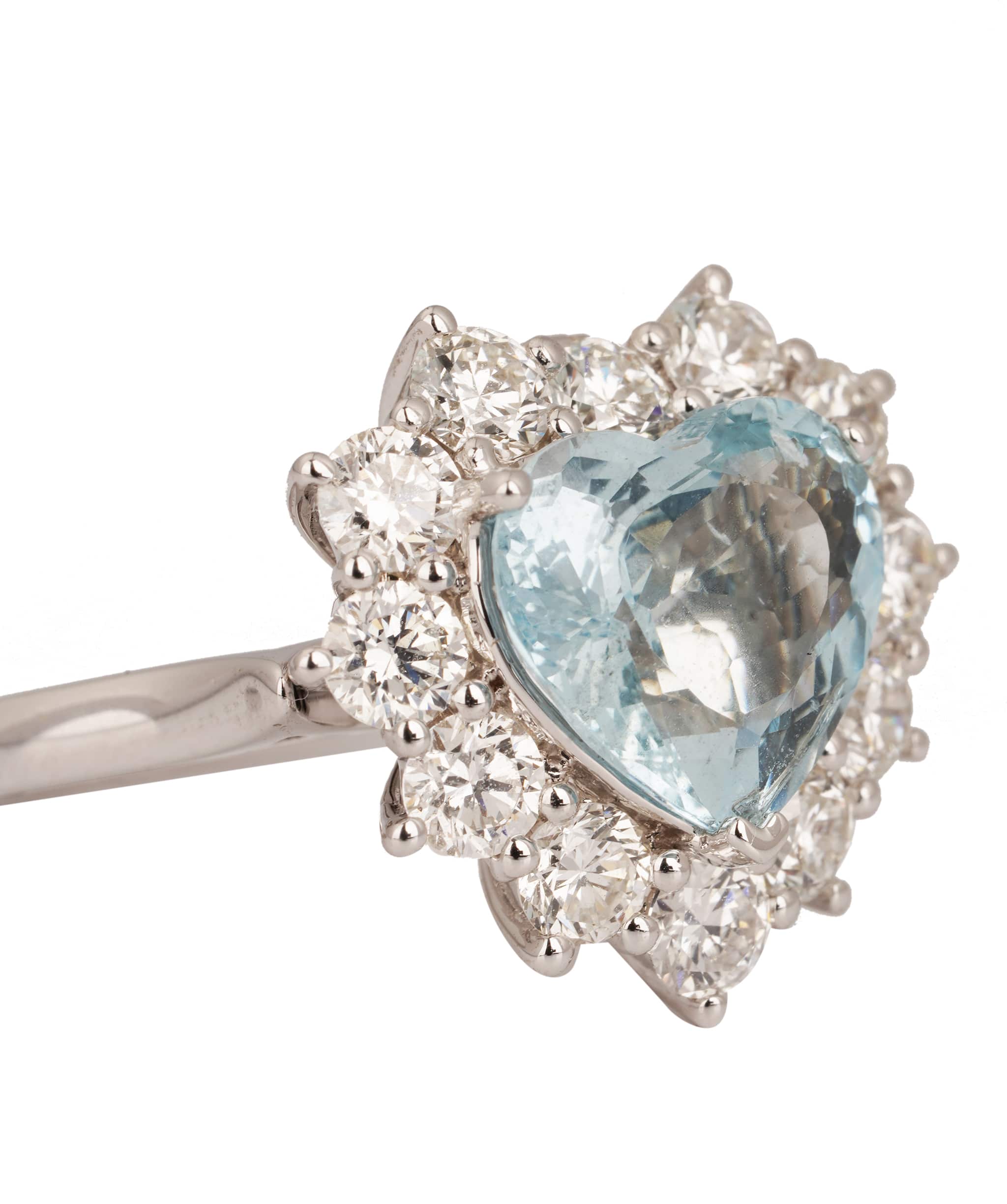 Luxury Promise 2.16ct Heart Aquamarine Convertible Pendant & Ring in 18kt White Gold US 7.5 ANL0134