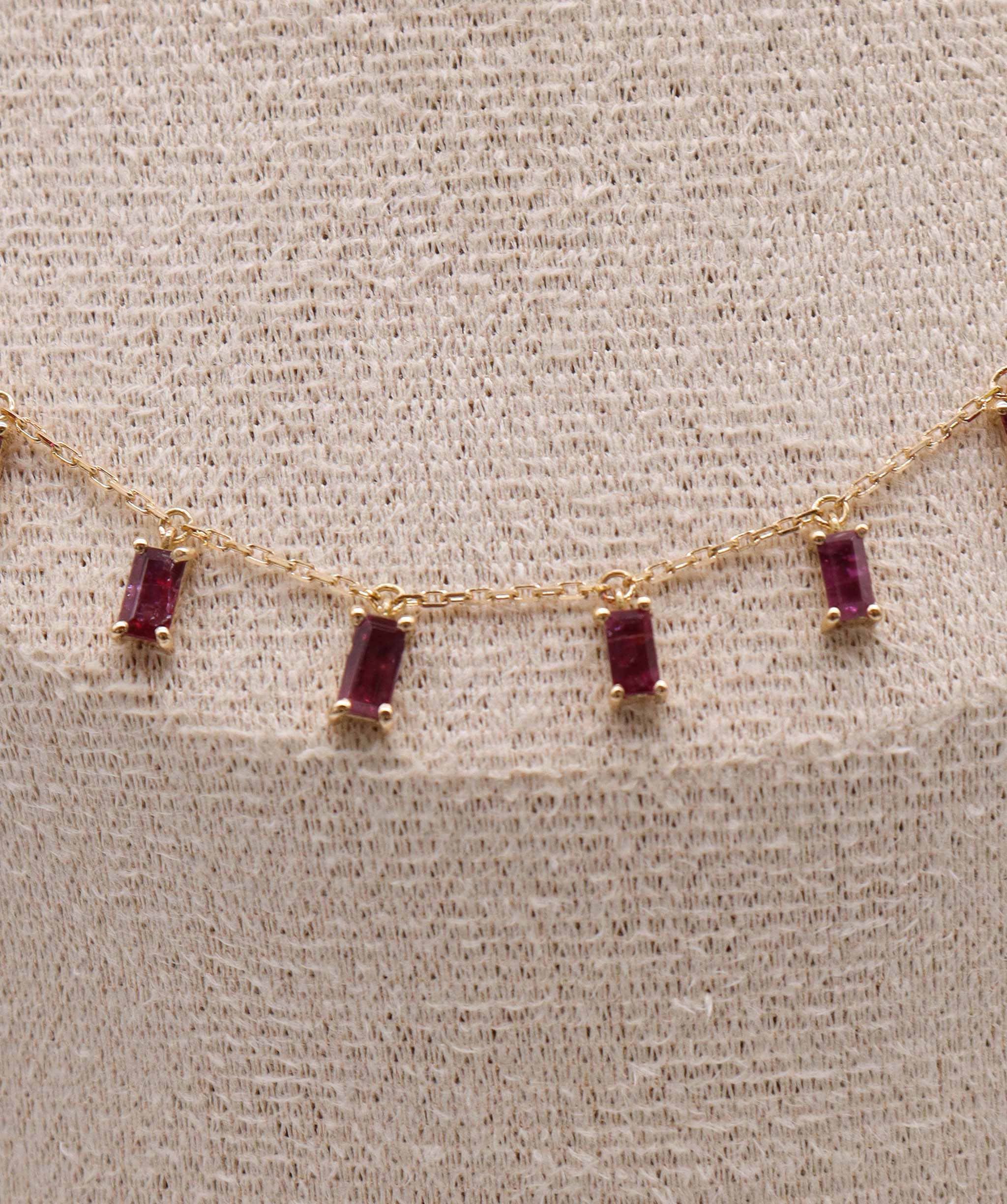 Luxury Promise 2.21ct Ruby Baguette Drop YG Necklace DXBS5623