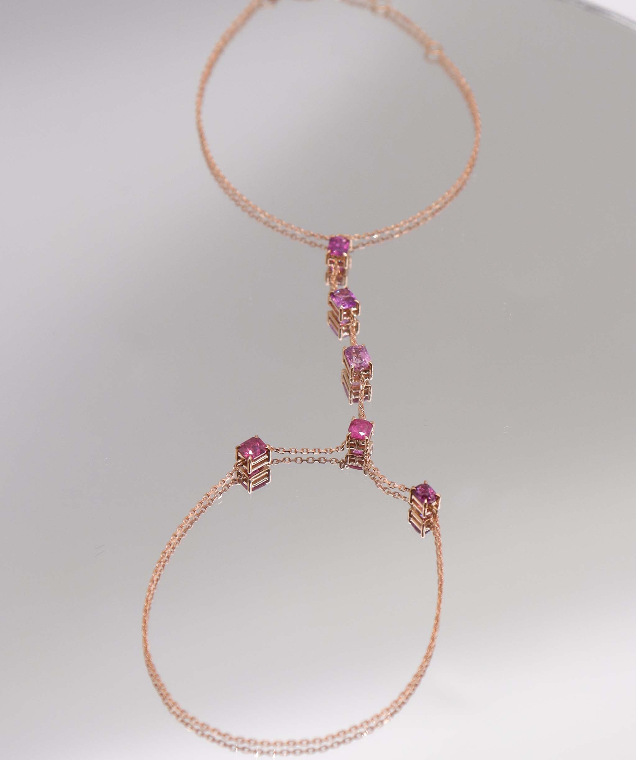 Luxury Promise 2.26CT NATURAL UNHEATED PADPARADSCHA HAND CHAIN (6 PCS 18K RG) MS 8992