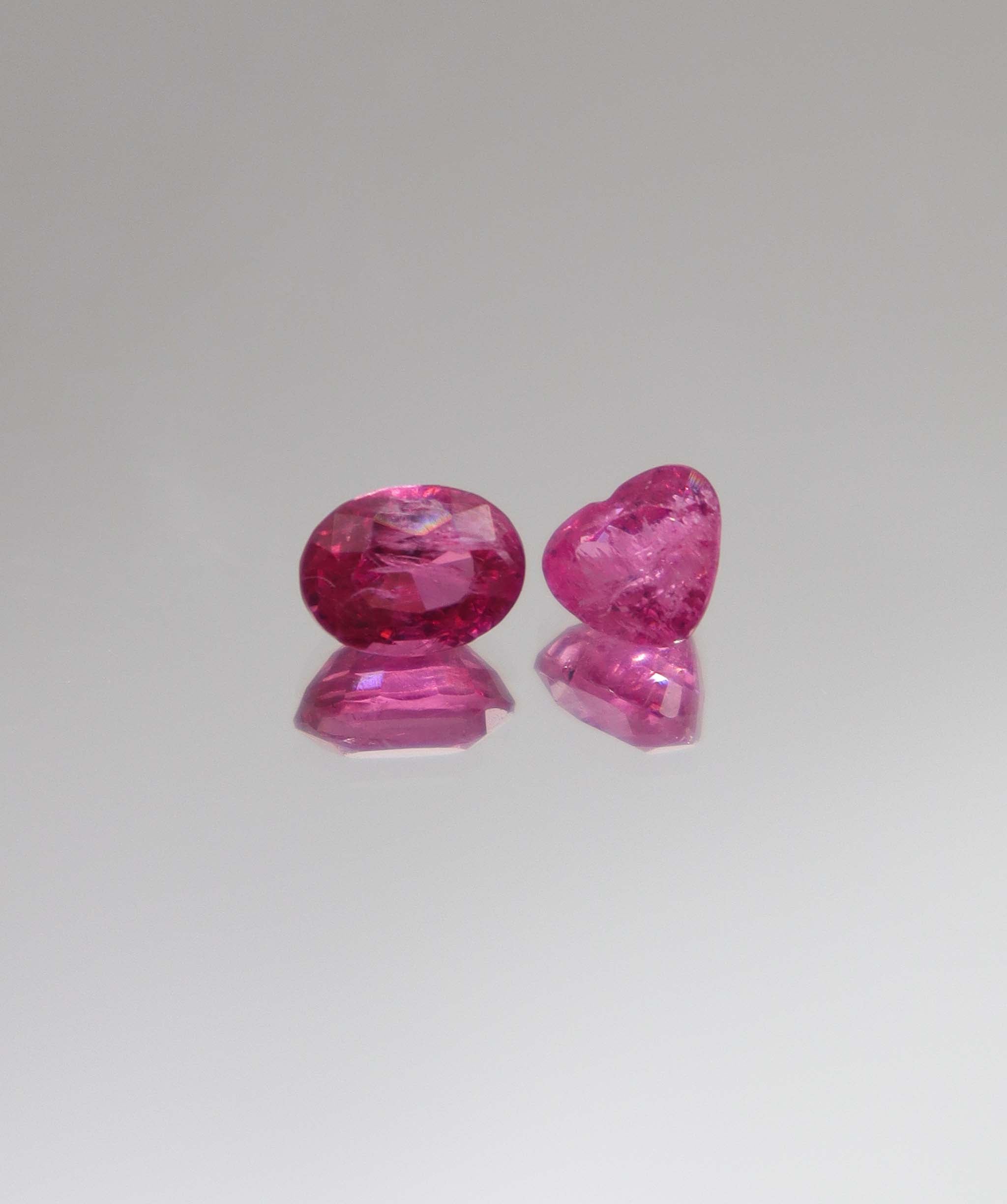 Luxury Promise 2.33ct Hot Pink Mahenge Heart & Oval Spinels DXBCD0330