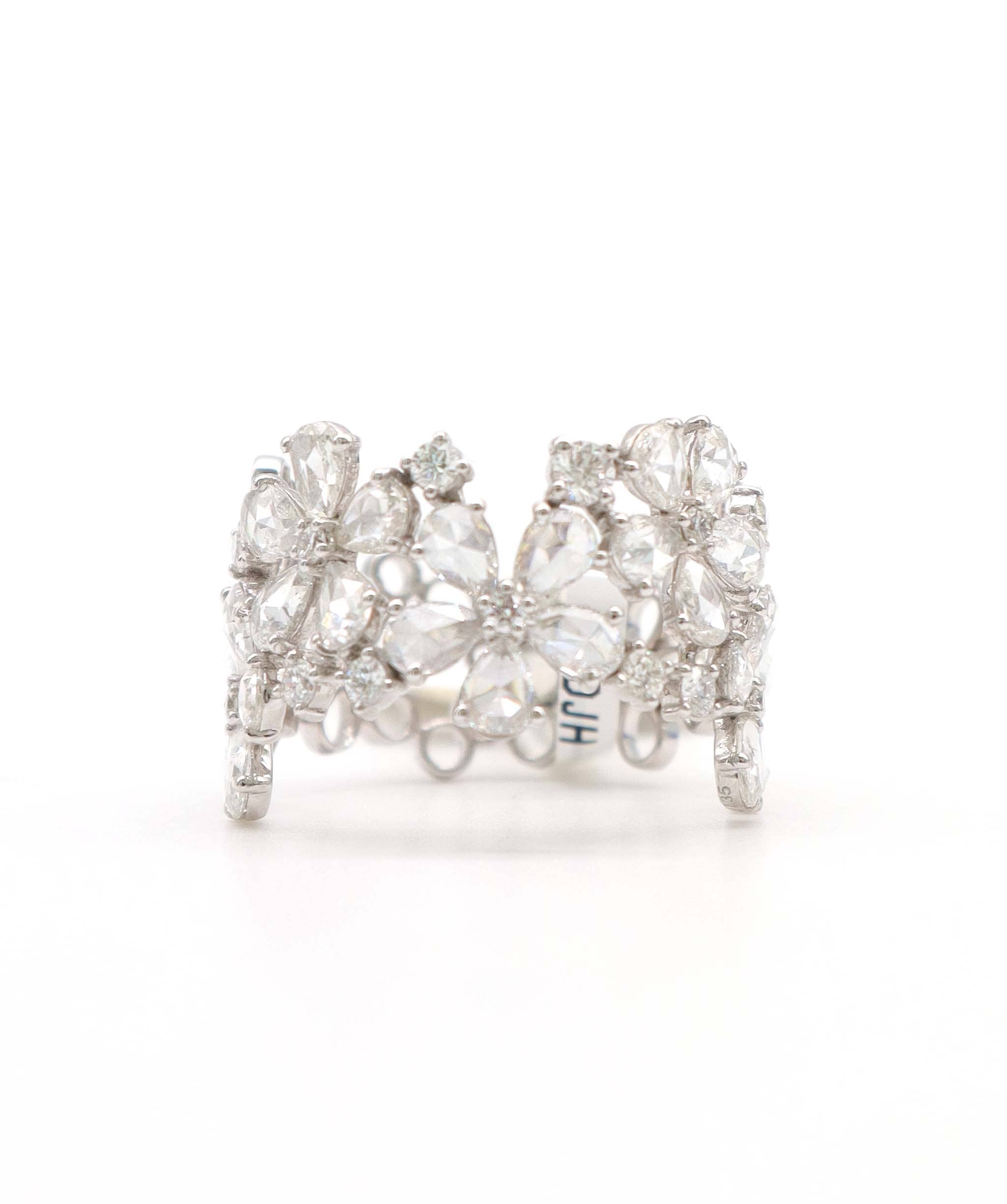 Luxury Promise 2.35ct SMALL DIAMONDS WHITE PEAR ROSECUT RING R3693