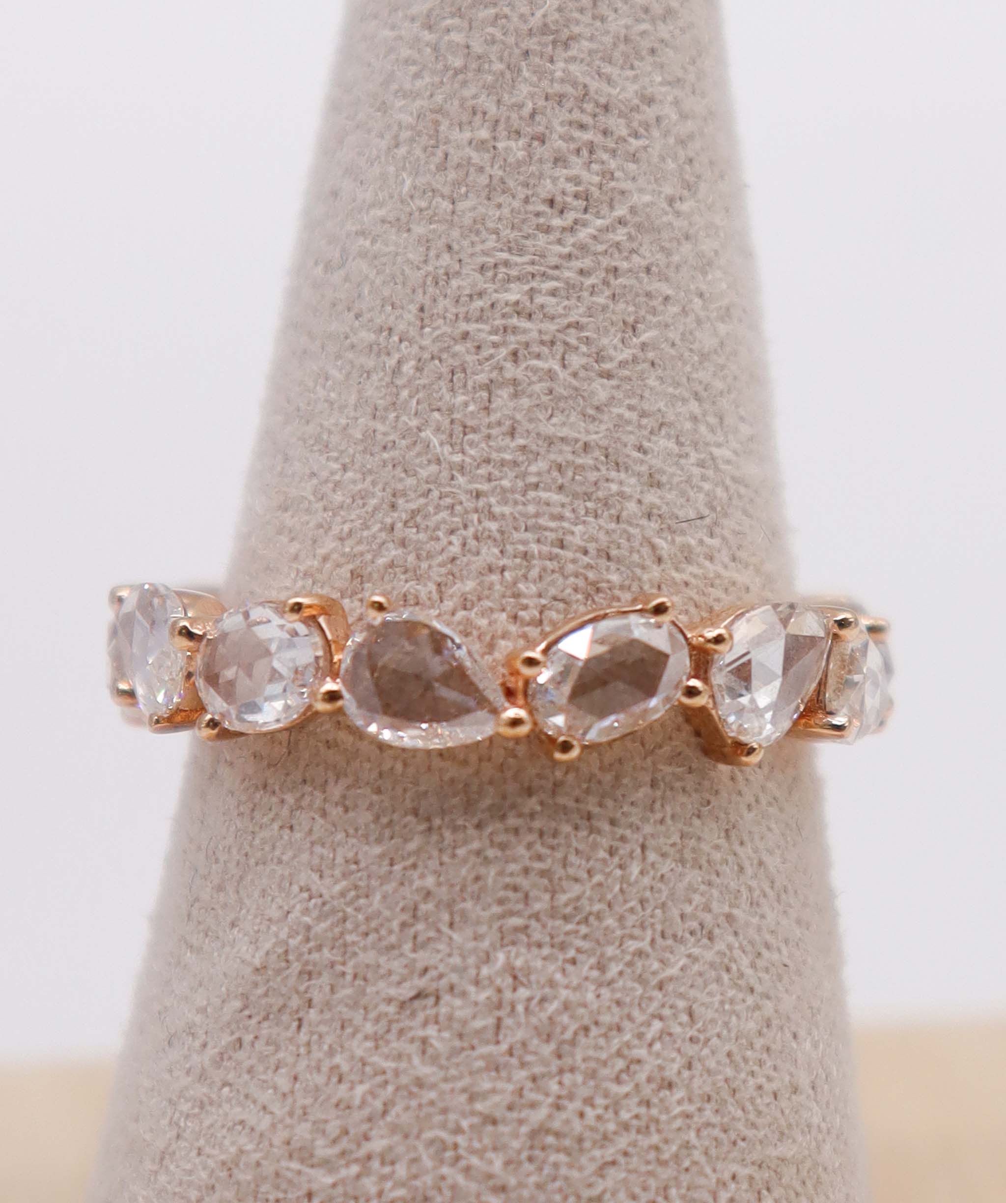 Luxury Promise 2.38ct Rose Cut Diamond Eternity Ring Rose Gold Size 54 R2302