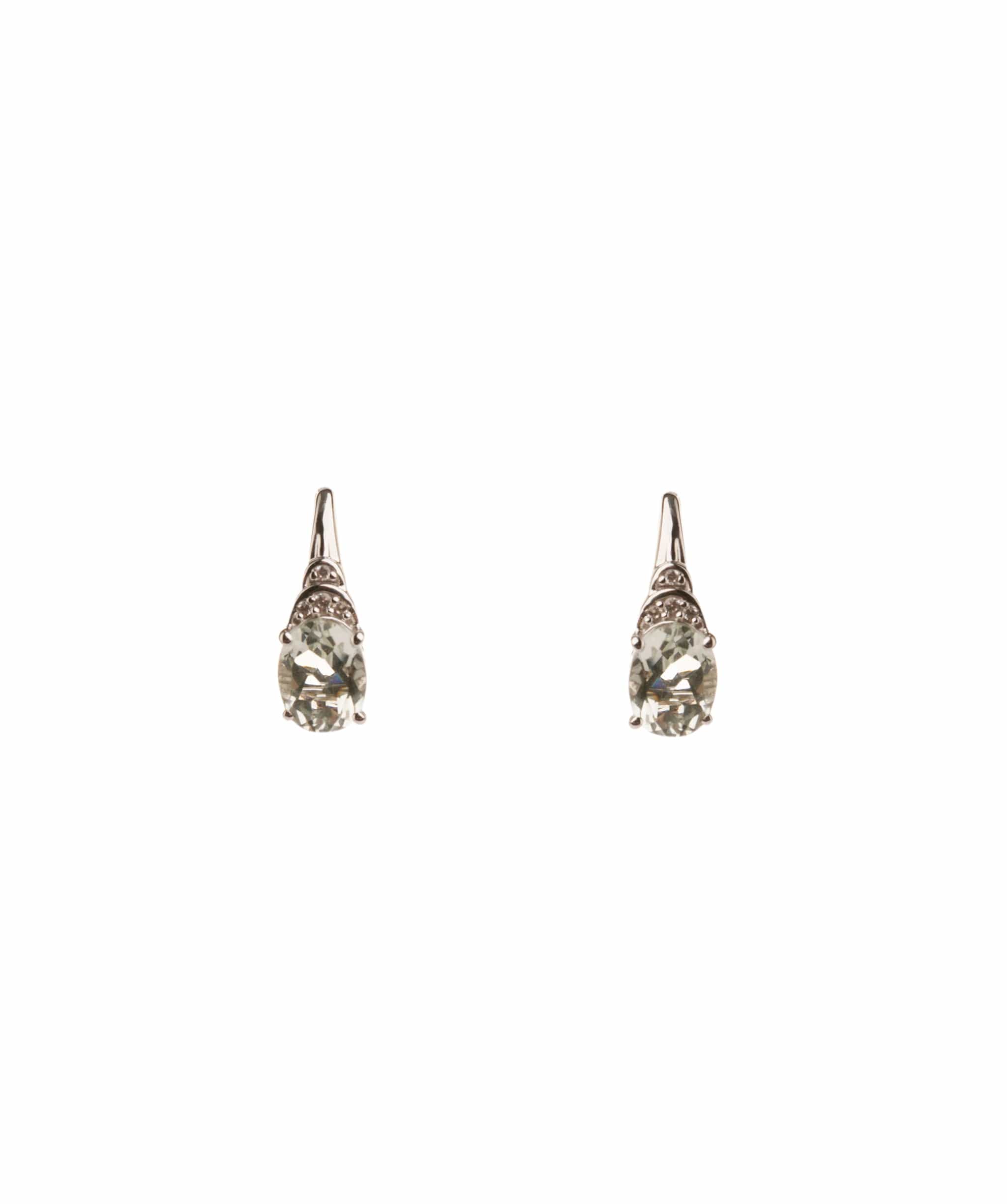 Luxury Promise 2.52ct Green Amethyst, White Natural Zricon, White Natural Zricon 925 Silver White Letch Back Earrings ALC3052
