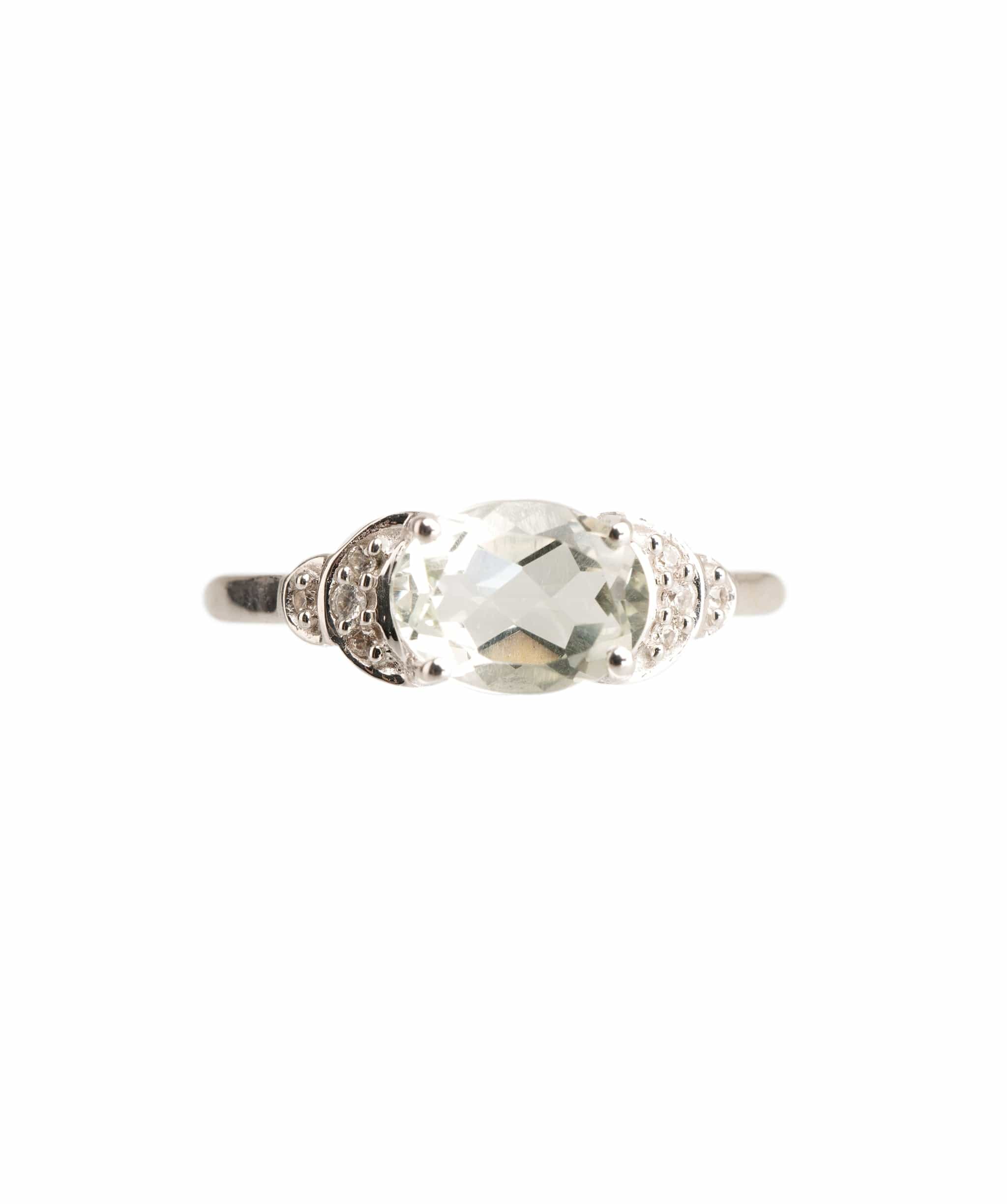 Luxury Promise 2.52ct Green Amethyst,White Natural Zricon,White Natural Zricon 925 Silver White Ring Size 54 ALC3101