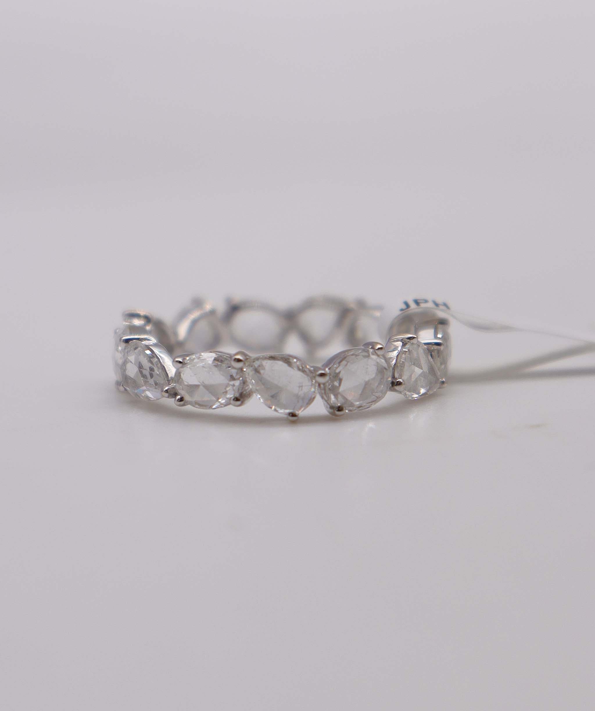 Luxury Promise 2.61ct Rose Cut Diamond Eternity Ring White Gold size 54 R2301