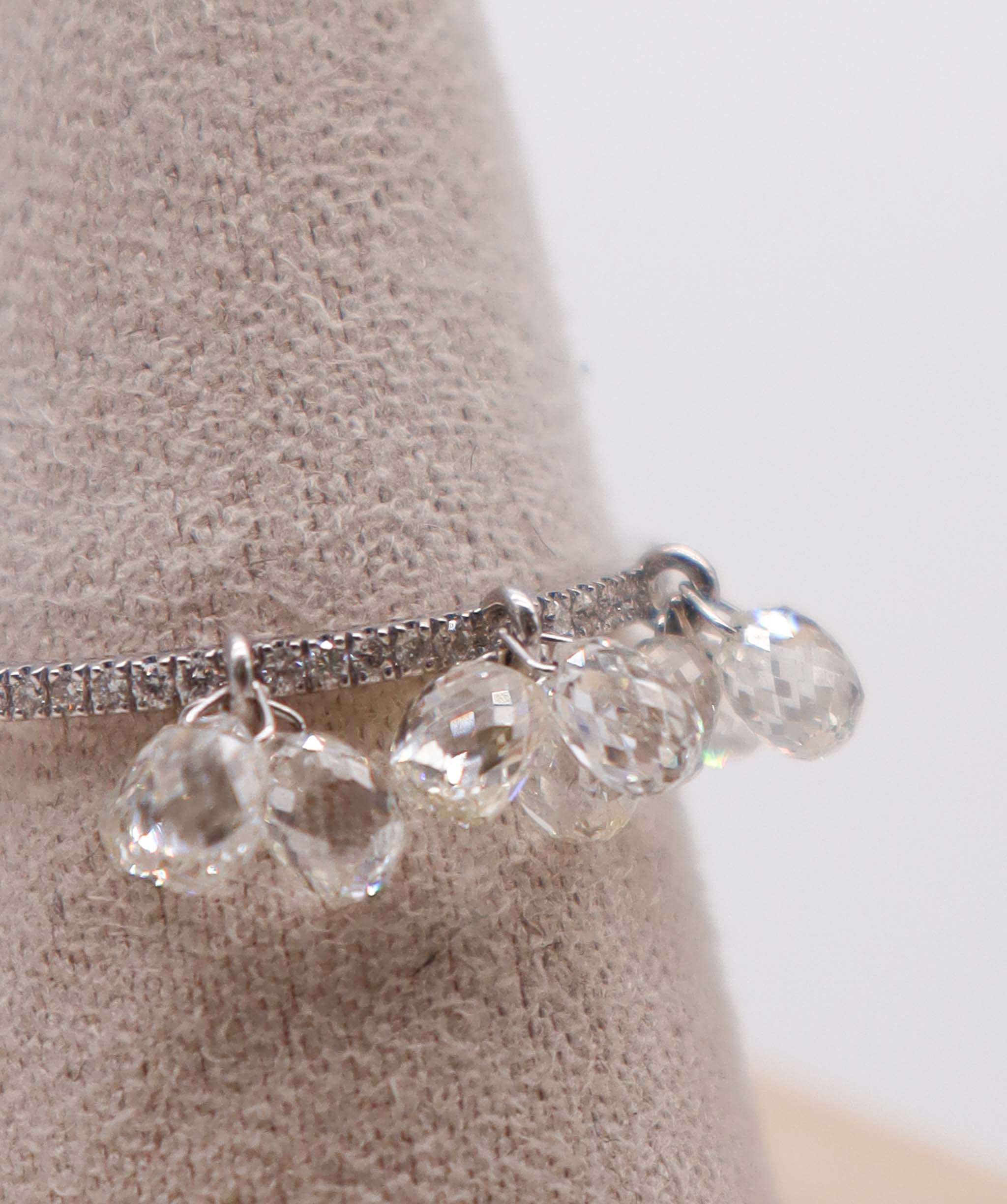 Luxury Promise 2.83ct Rose Cut Diamond Big Drops Ring White Gold Size 54 R3149