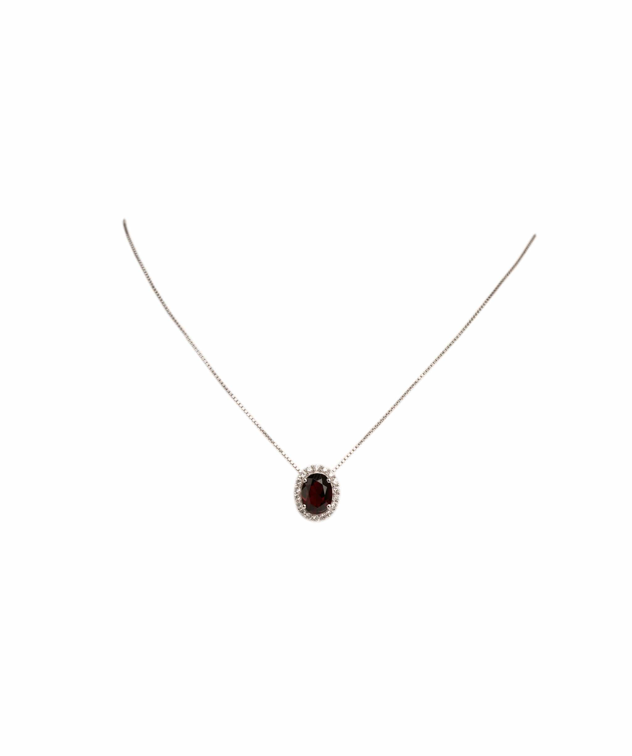 Luxury Promise 2.8ct Red garnet, Cubic Zircon 925 Silver White Pendant ALC3041