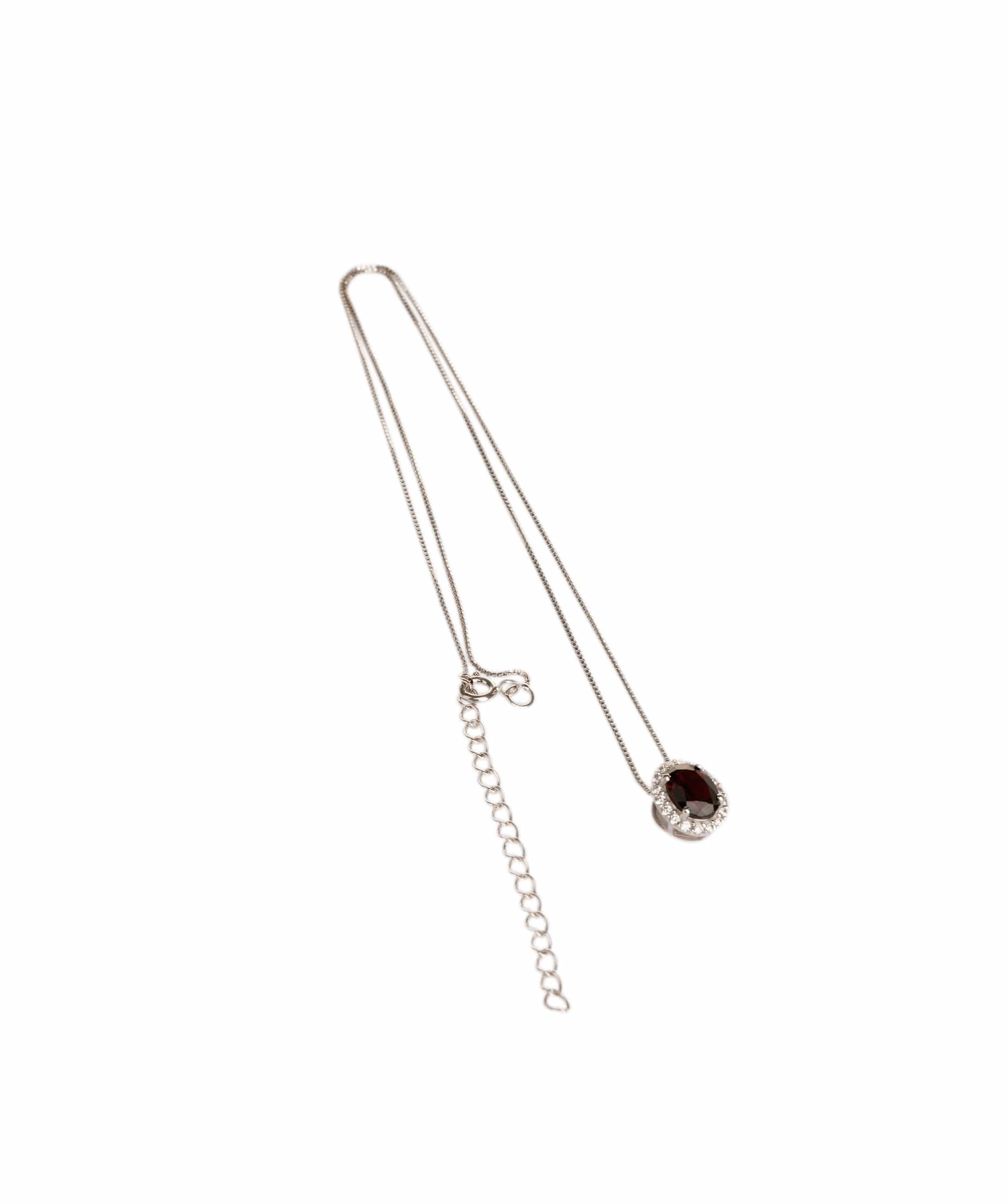 Luxury Promise 2.8ct Red garnet, Cubic Zircon 925 Silver White Pendant ALC3041