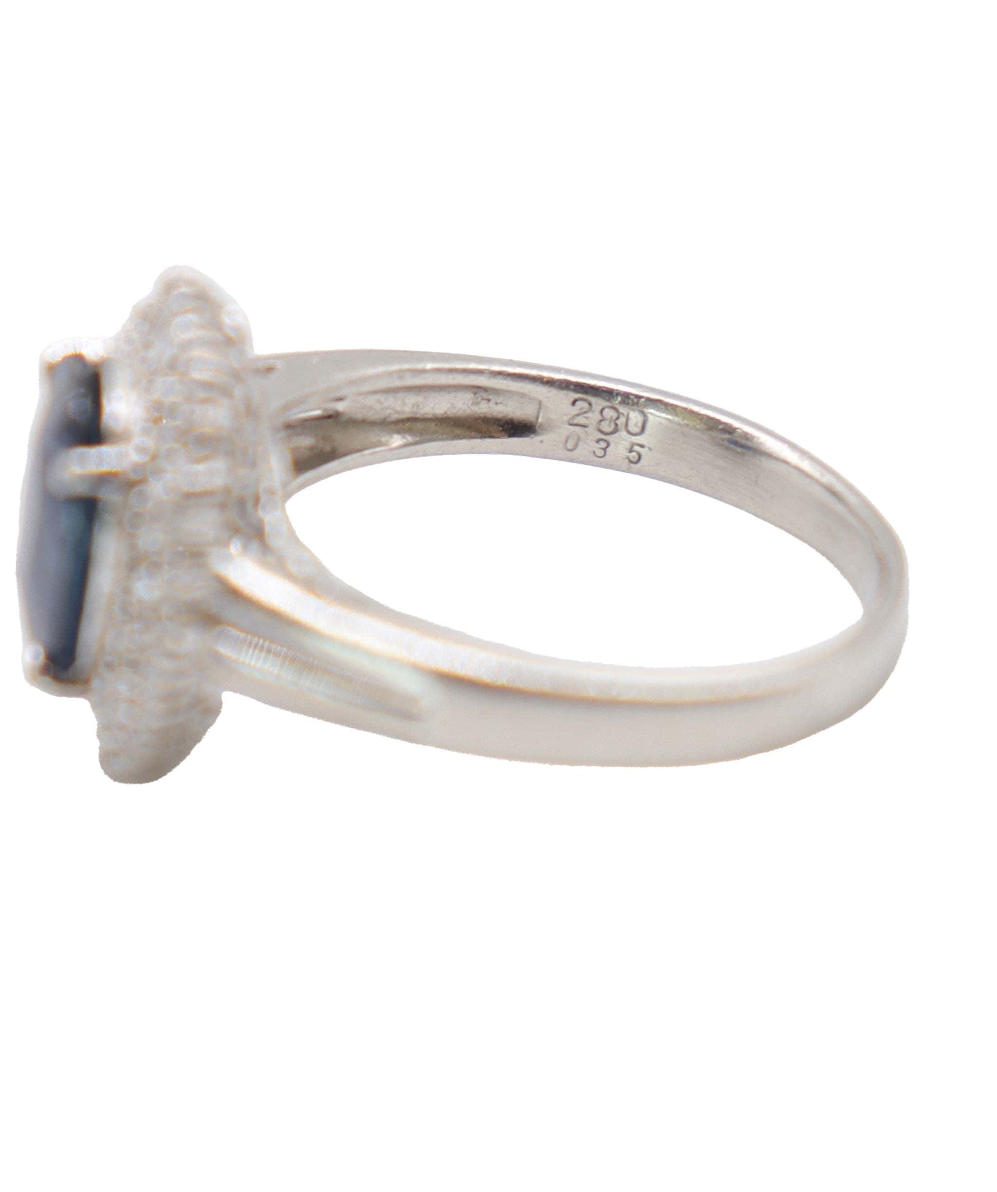 Luxury Promise 2.8ct sapphire 0.35ct diamond platinum ring size 55 DXBS4385