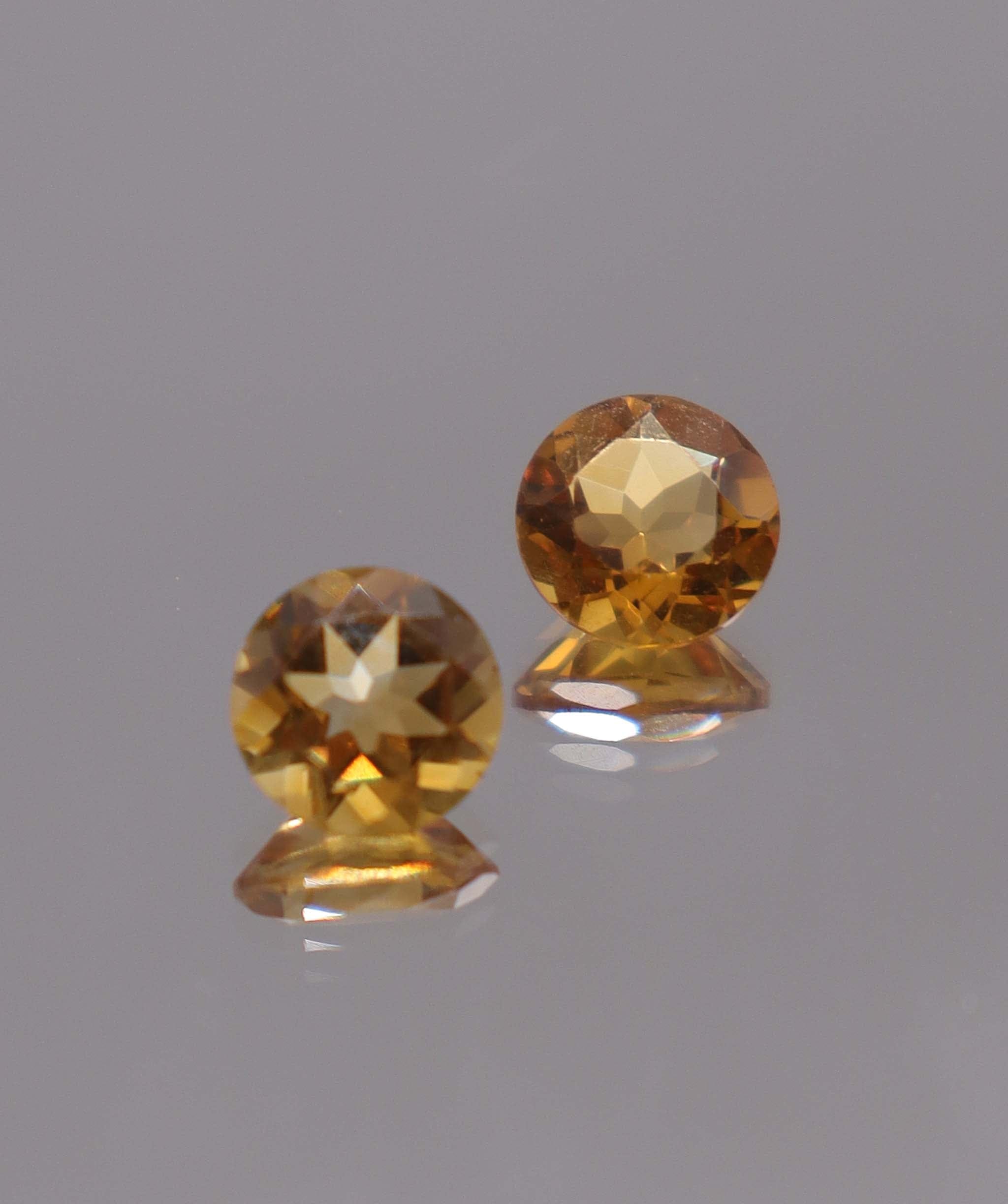 Luxury Promise 2.97ct Round Citrine PAIR 15 DXBS5502