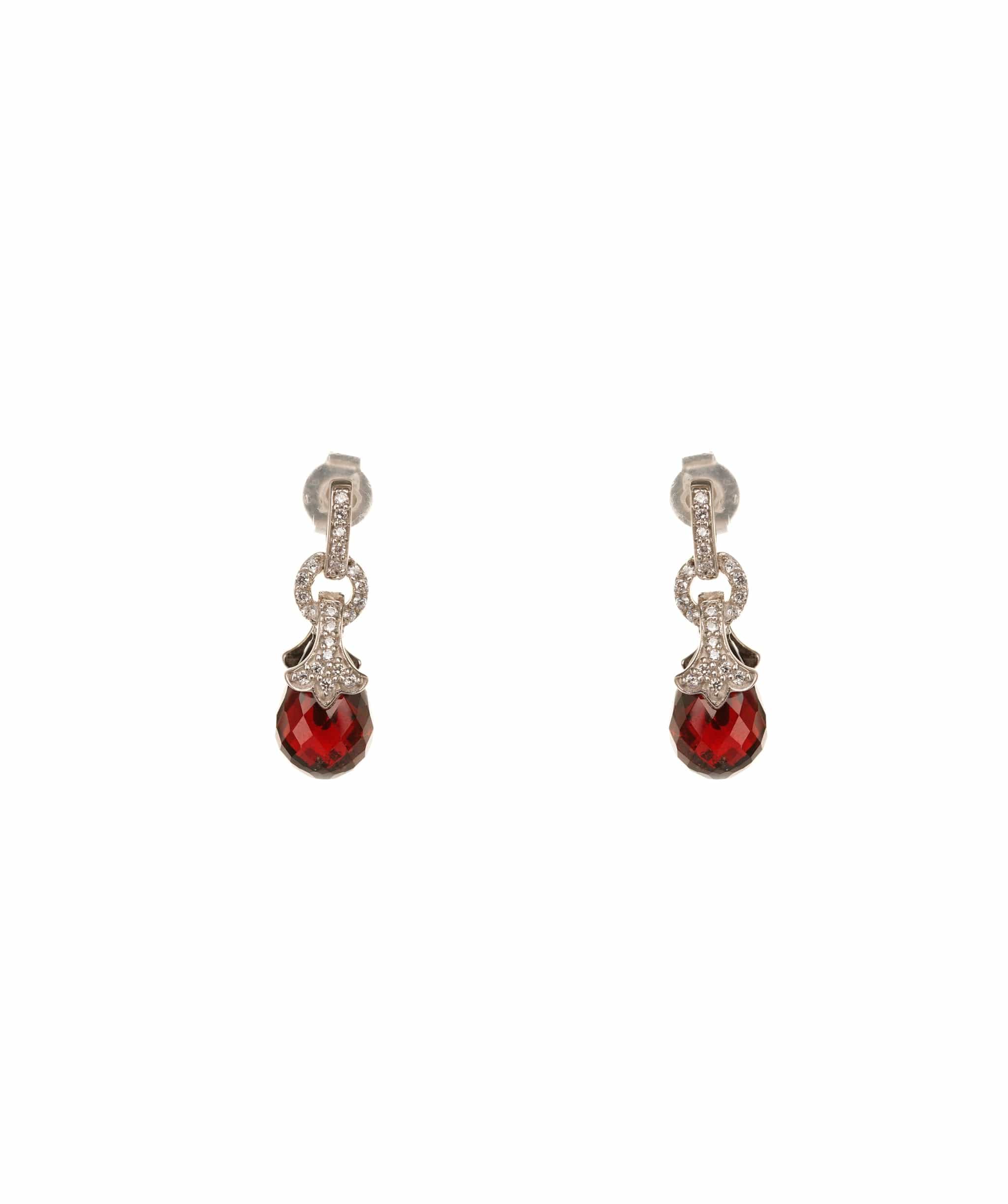 Luxury Promise 20.42ct Red garnet, Cubic Zirconia 925 Silver White Push & Post Earrings ALC3075