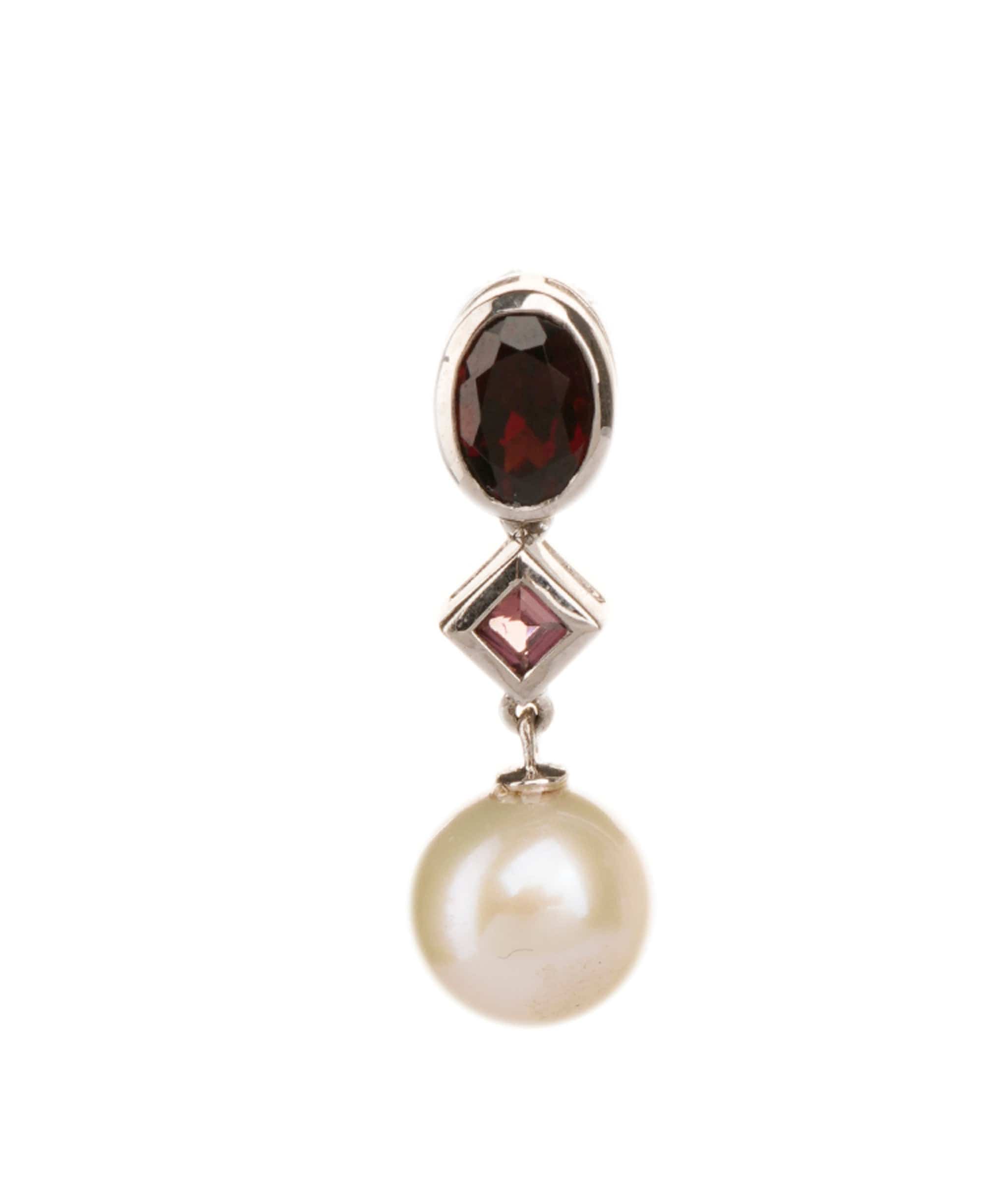 Luxury Promise 20.85ct Fresh Water Pearl, Pink Tourmaline, Garnet 925 Silver White Push & Post Earrings ALC3066