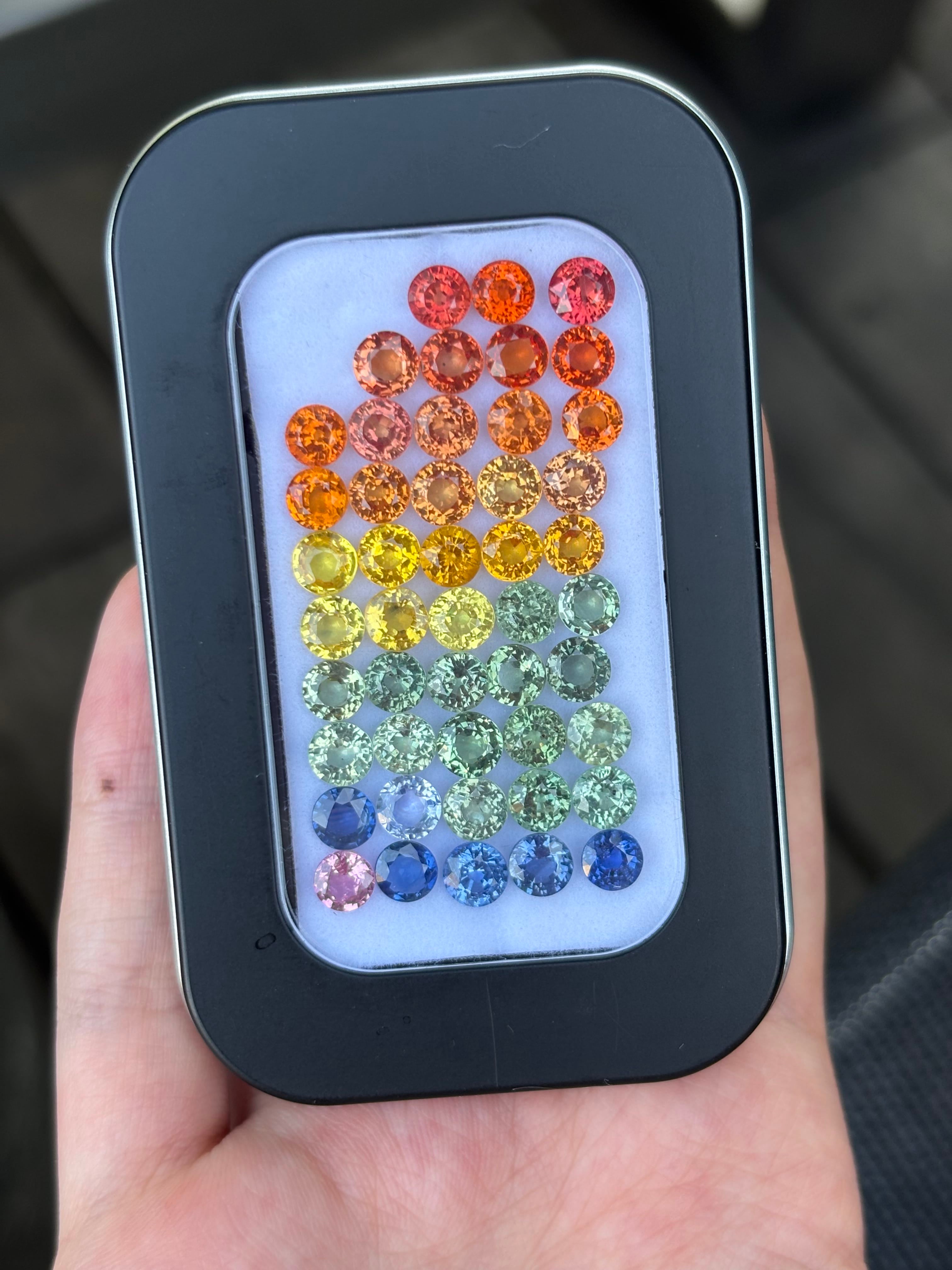 Luxury Promise 24.40ct Rainbow Sapphire Round Set (5mm, 52pcs) DXBCS3862