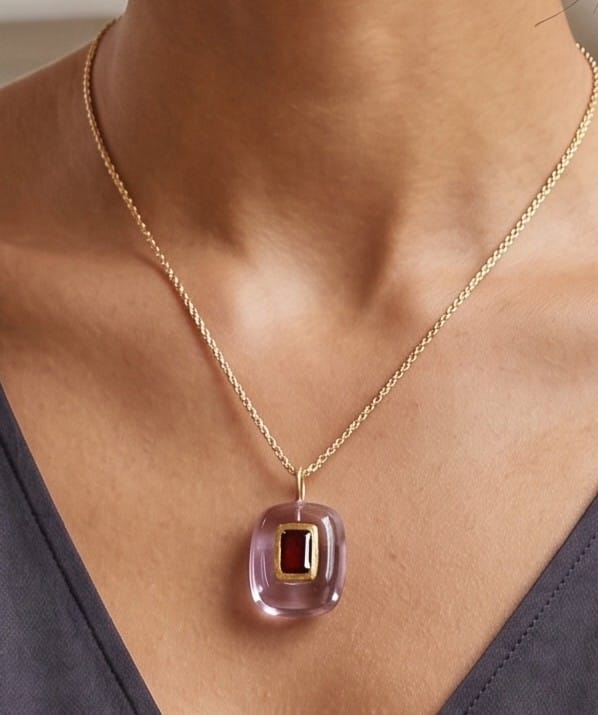 Luxury Promise 24k gold purple moon stone with purple tourmaline  DXBV0563