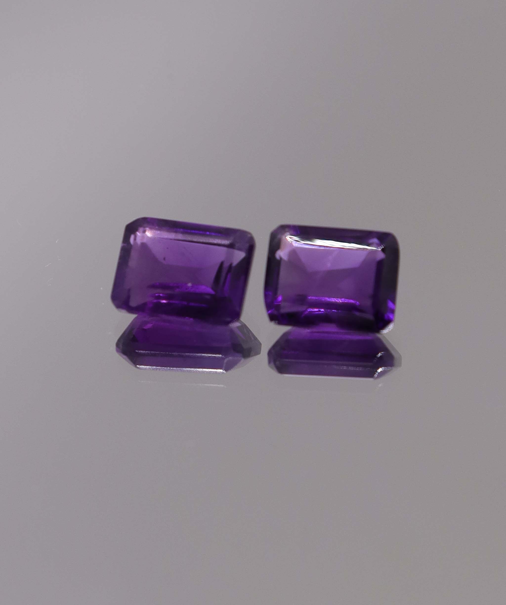 Luxury Promise 3.24ct Amethyst Emerald cut pair DXBCS1254