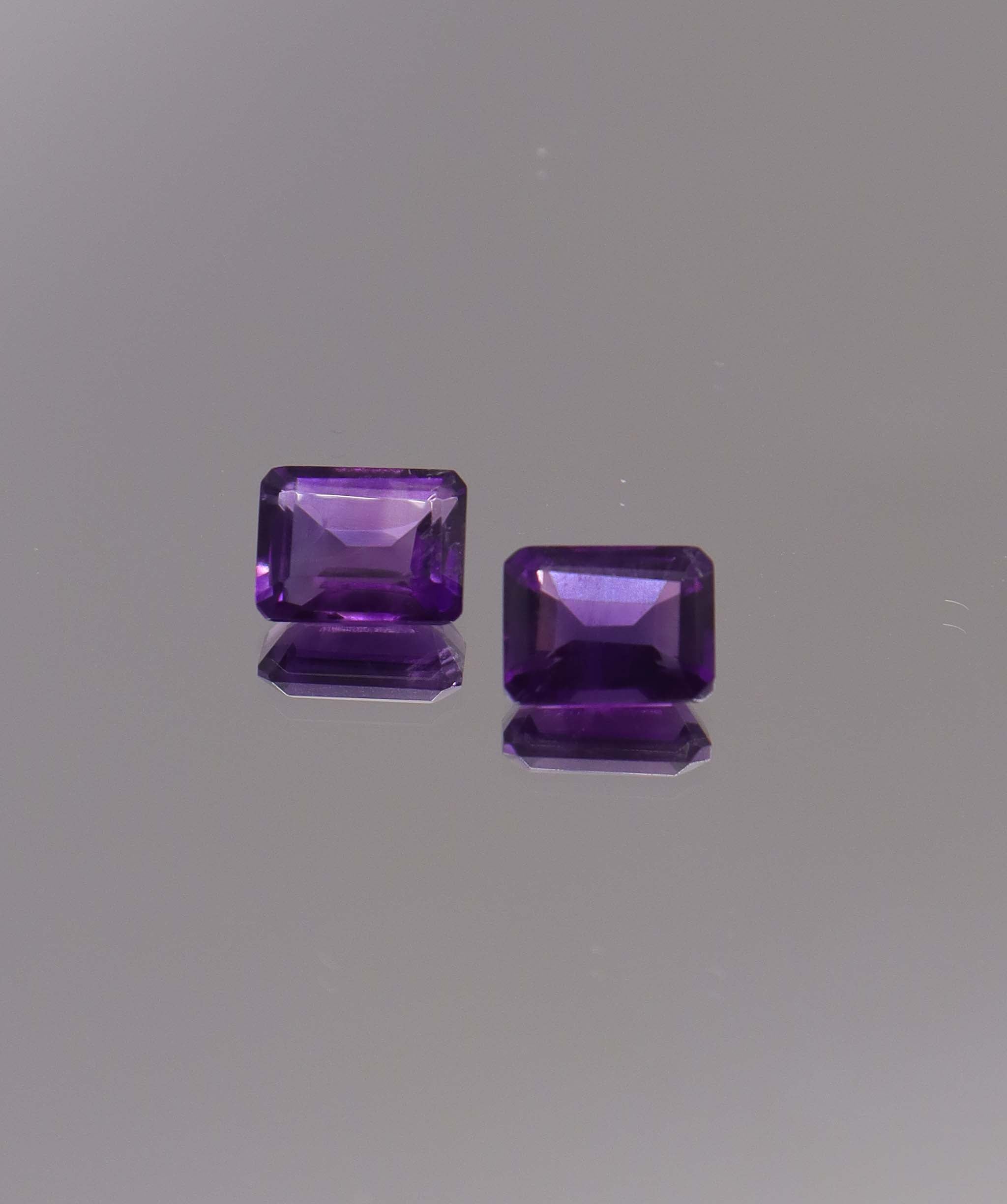 Luxury Promise 3.26ct Amethyst Emerald cut pair DXBCS1267