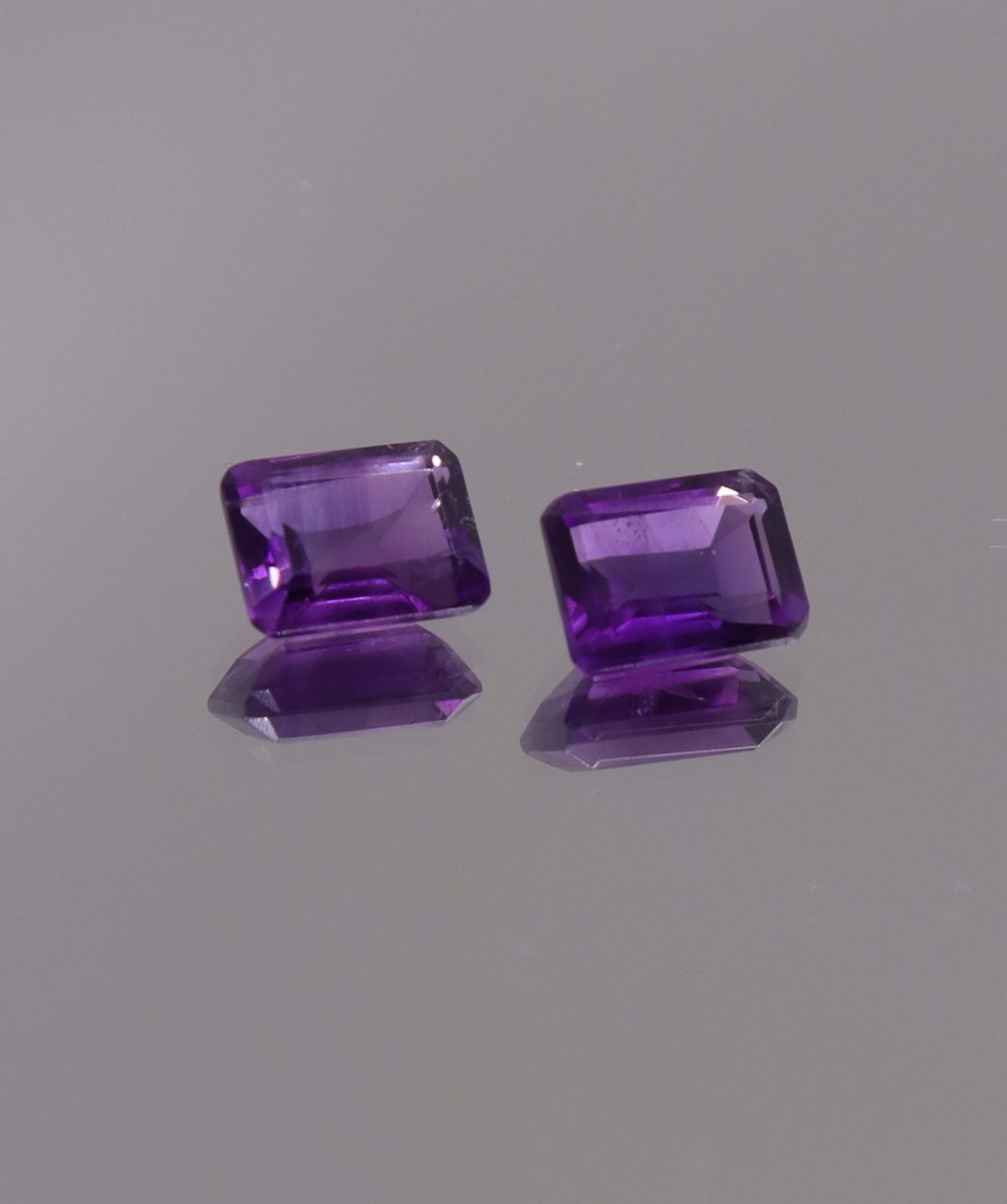 Luxury Promise 3.26ct Amethyst Emerald cut pair DXBCS1267