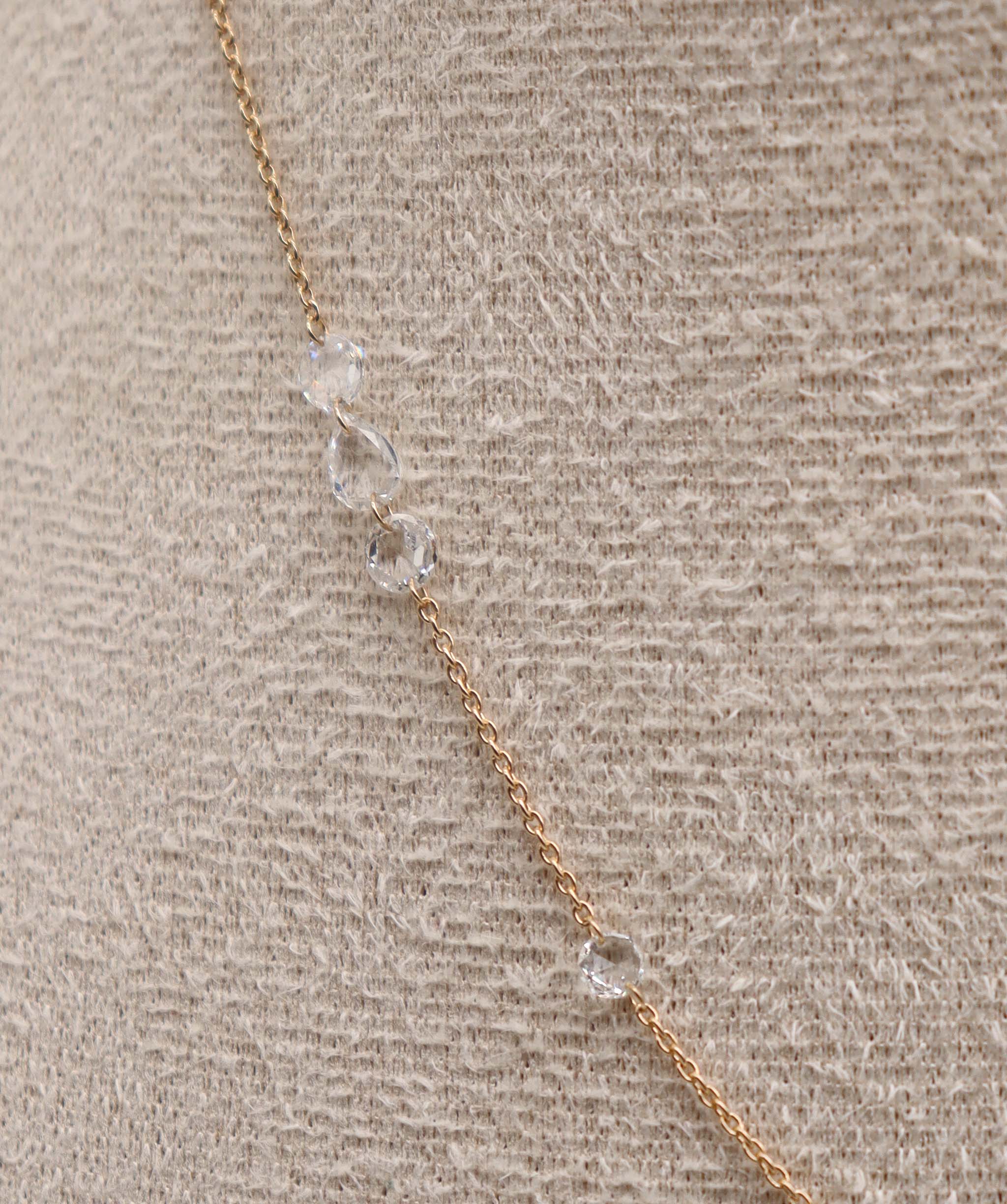 Luxury Promise 3.28CT EX PEAR 3DRILL White Pear Rosecut NECKLACE C12454