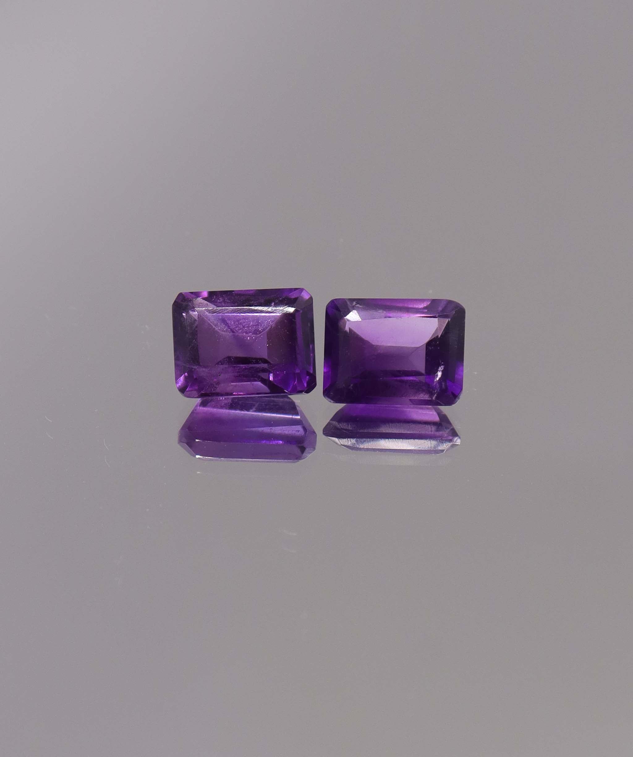 Luxury Promise 3.36ct Amethyst Emerald cut pair DXBCS1266