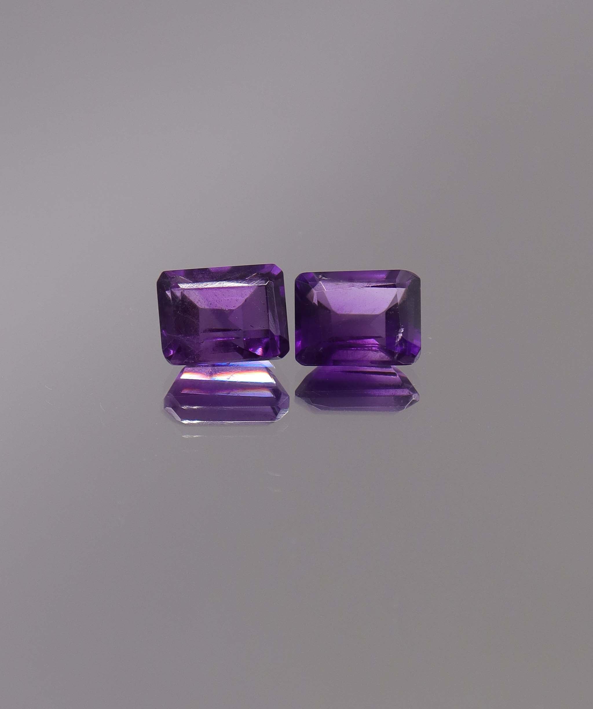 Luxury Promise 3.36ct Amethyst Emerald cut pair DXBCS1266