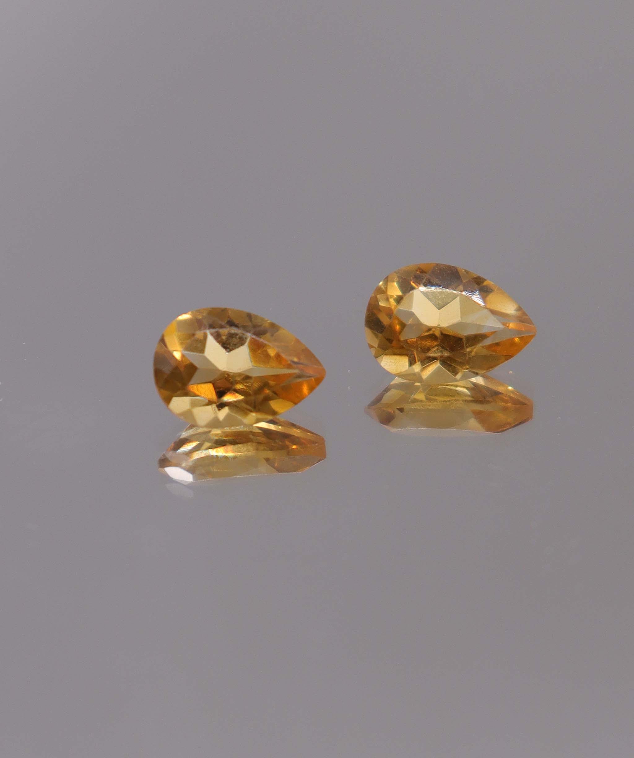 Luxury Promise 3.36ct Pear Citrine PAIR 8 DXBS5495