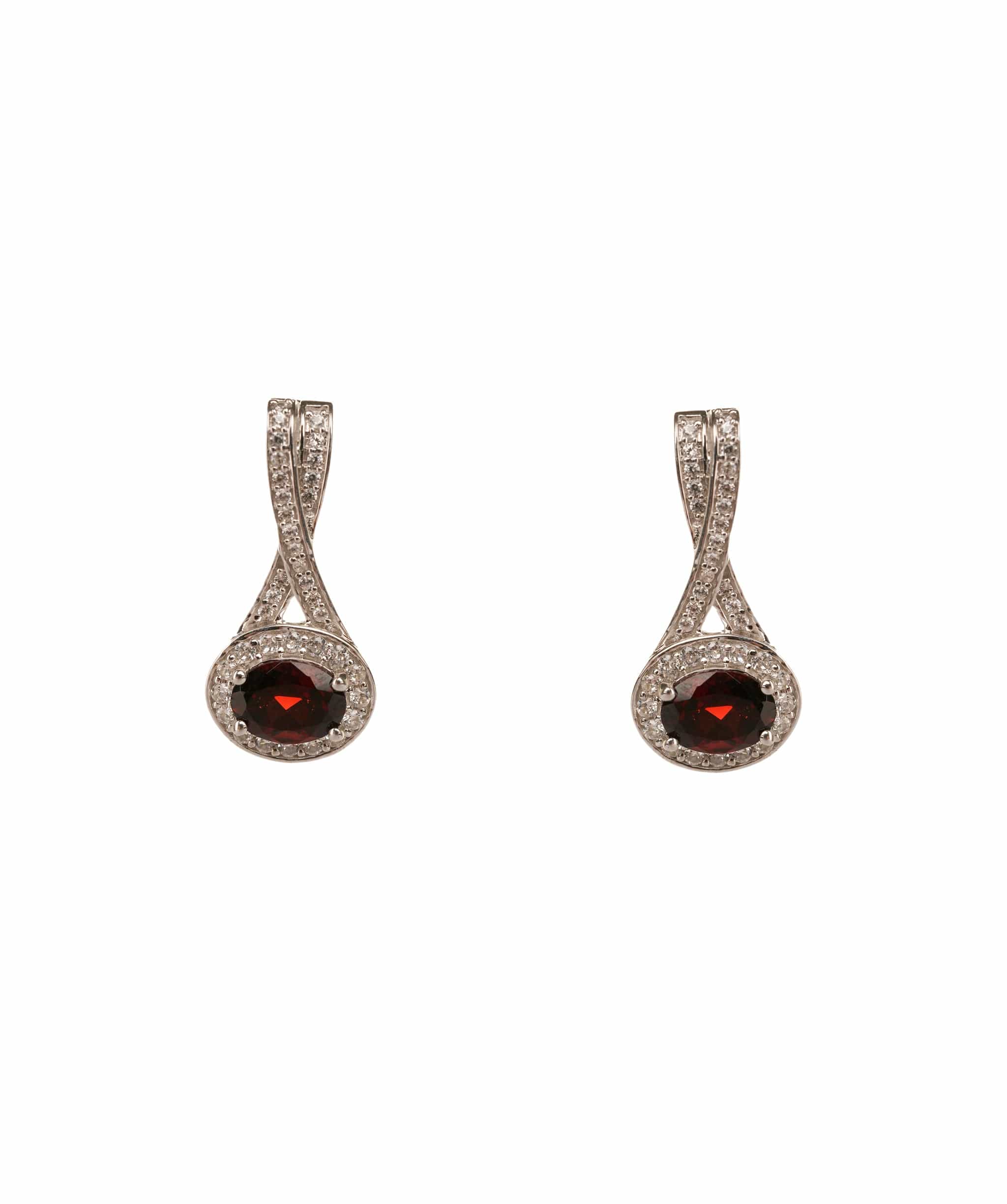 Luxury Promise 3.44ct Garnet 925 Silver White  Earrings ALC3070