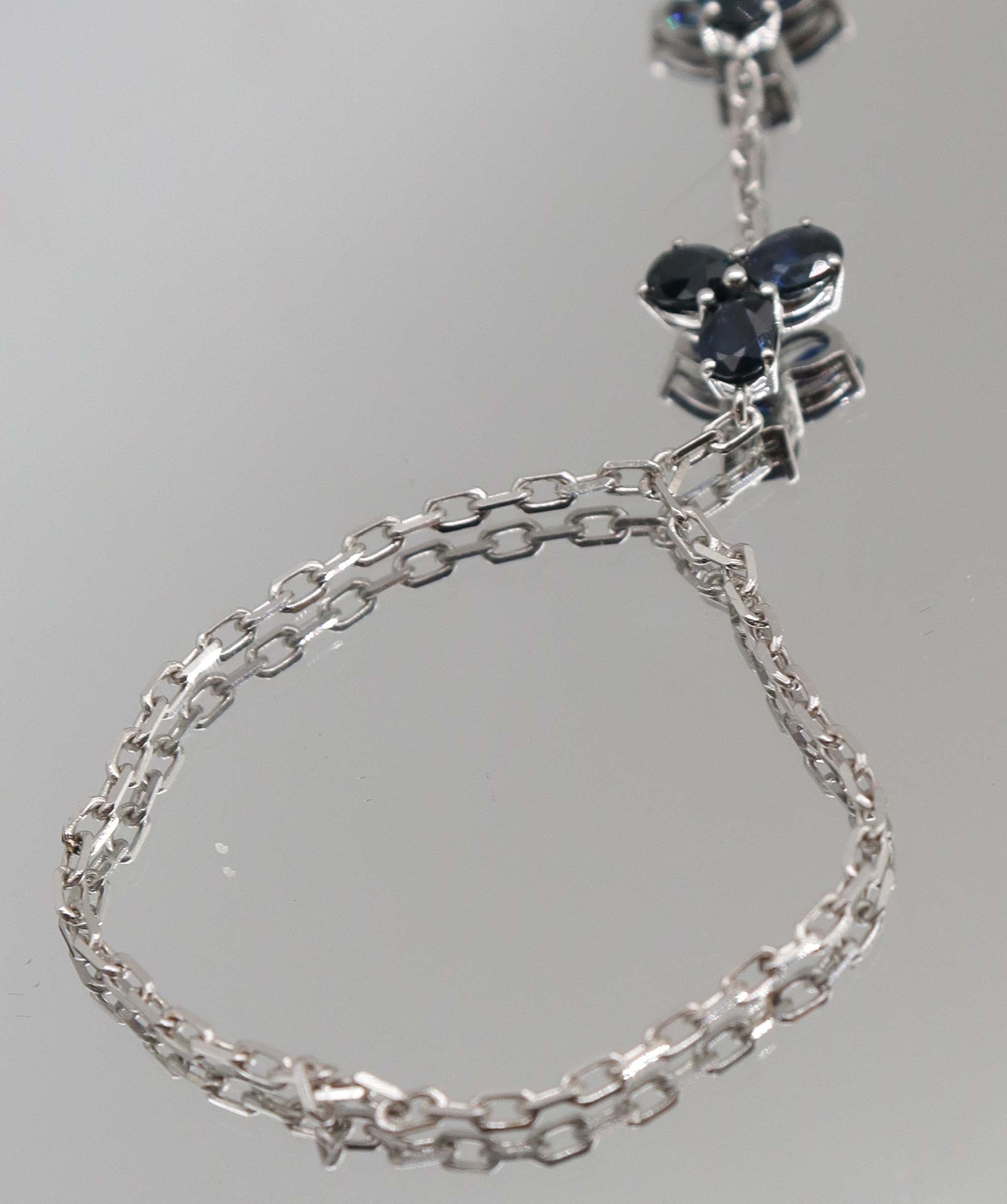 Luxury Promise 3.4ct Blue Sapphire WG Handchain DXBS5615