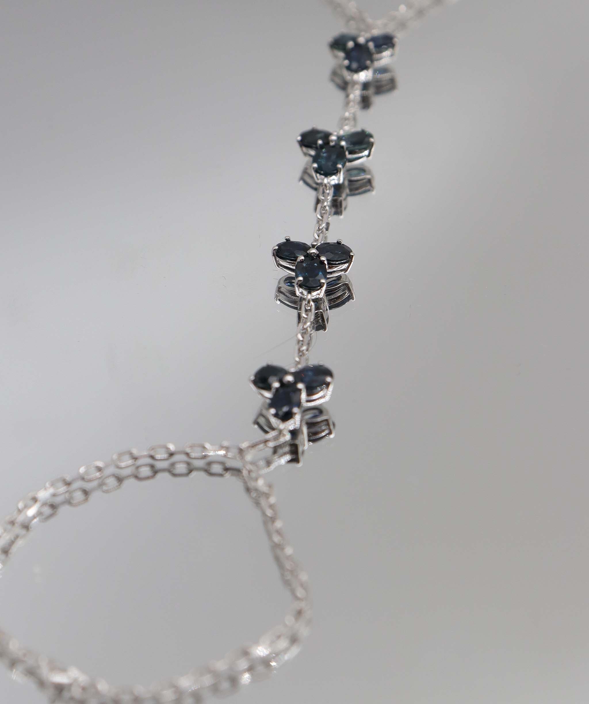 Luxury Promise 3.4ct Blue Sapphire WG Handchain DXBS5615