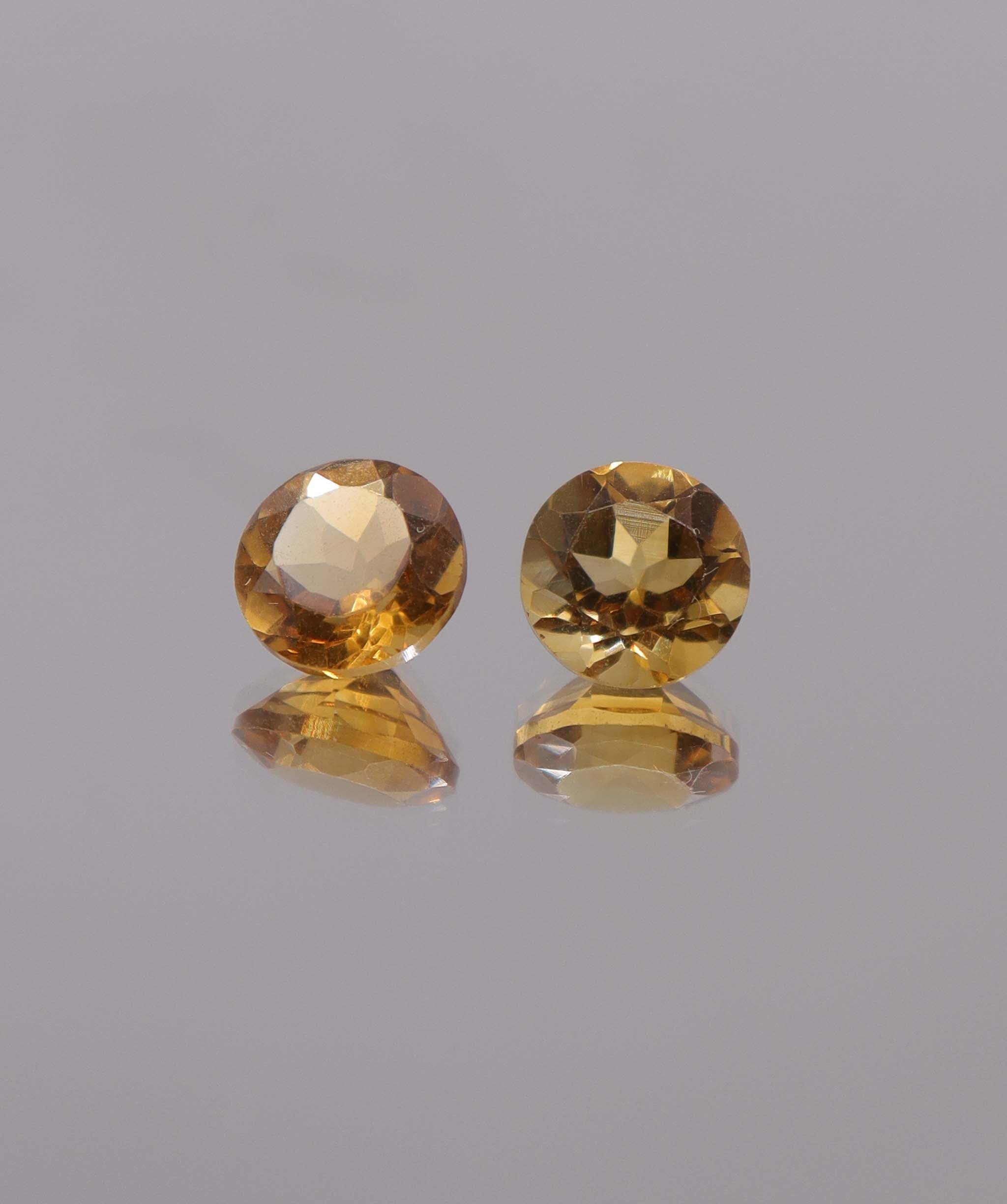 Luxury Promise 3.51ct Round Citrine PAIR 7 DXBS5494