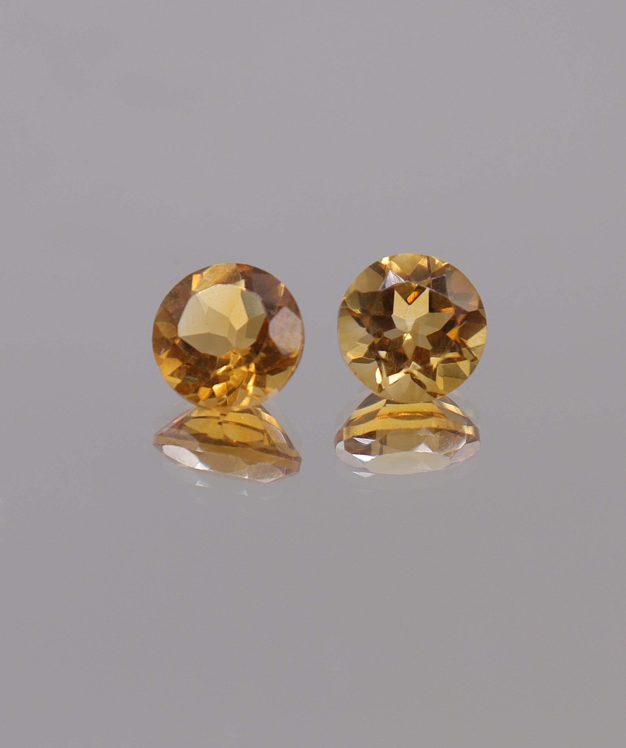 Luxury Promise 3.51ct Round Citrine PAIR 7 DXBS5494