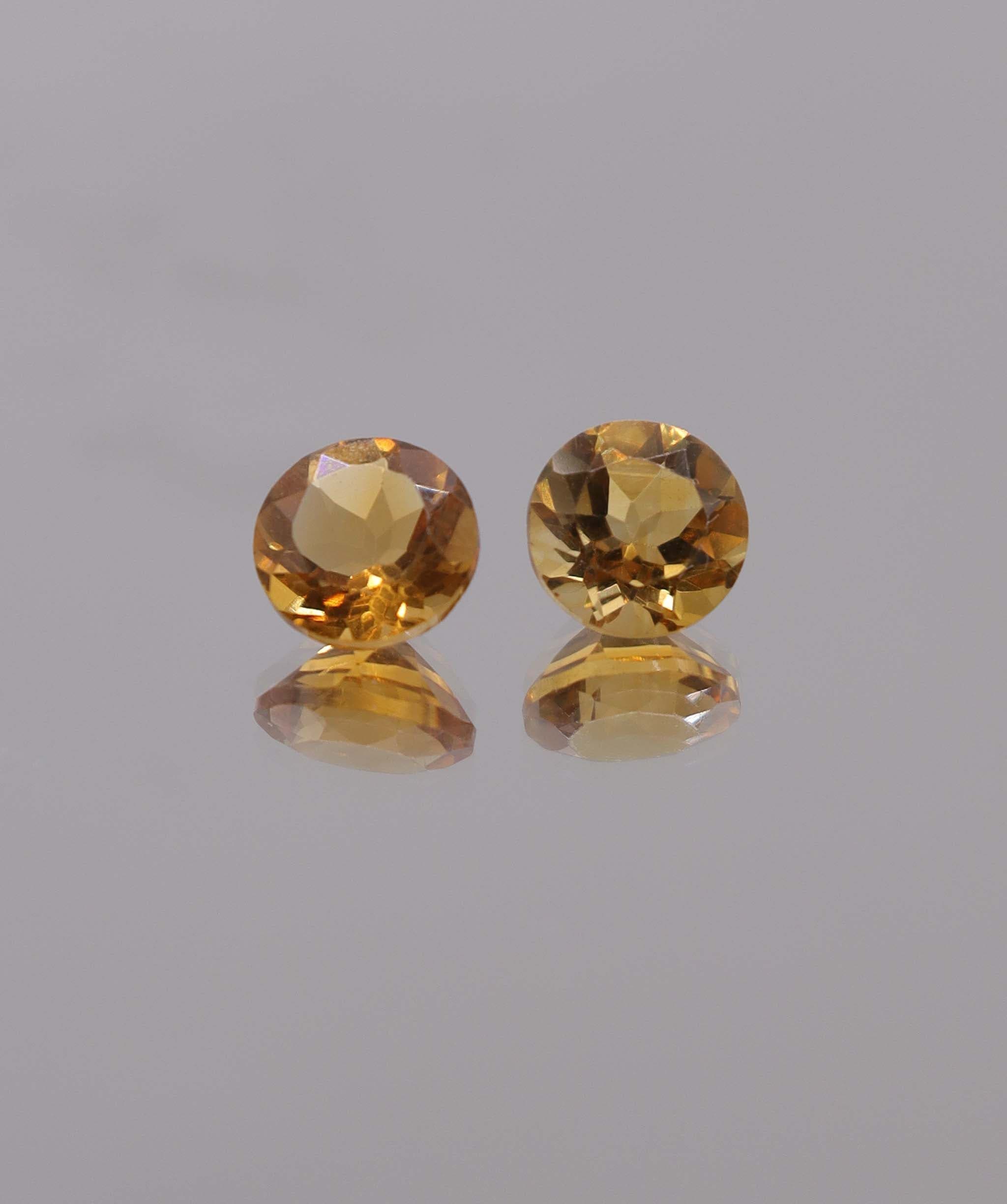 Luxury Promise 3.51ct Round Citrine PAIR 7 DXBS5494