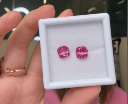 Luxury Promise 3.54ct Hot Pink Topaz Cushion Pair DXBCS2245