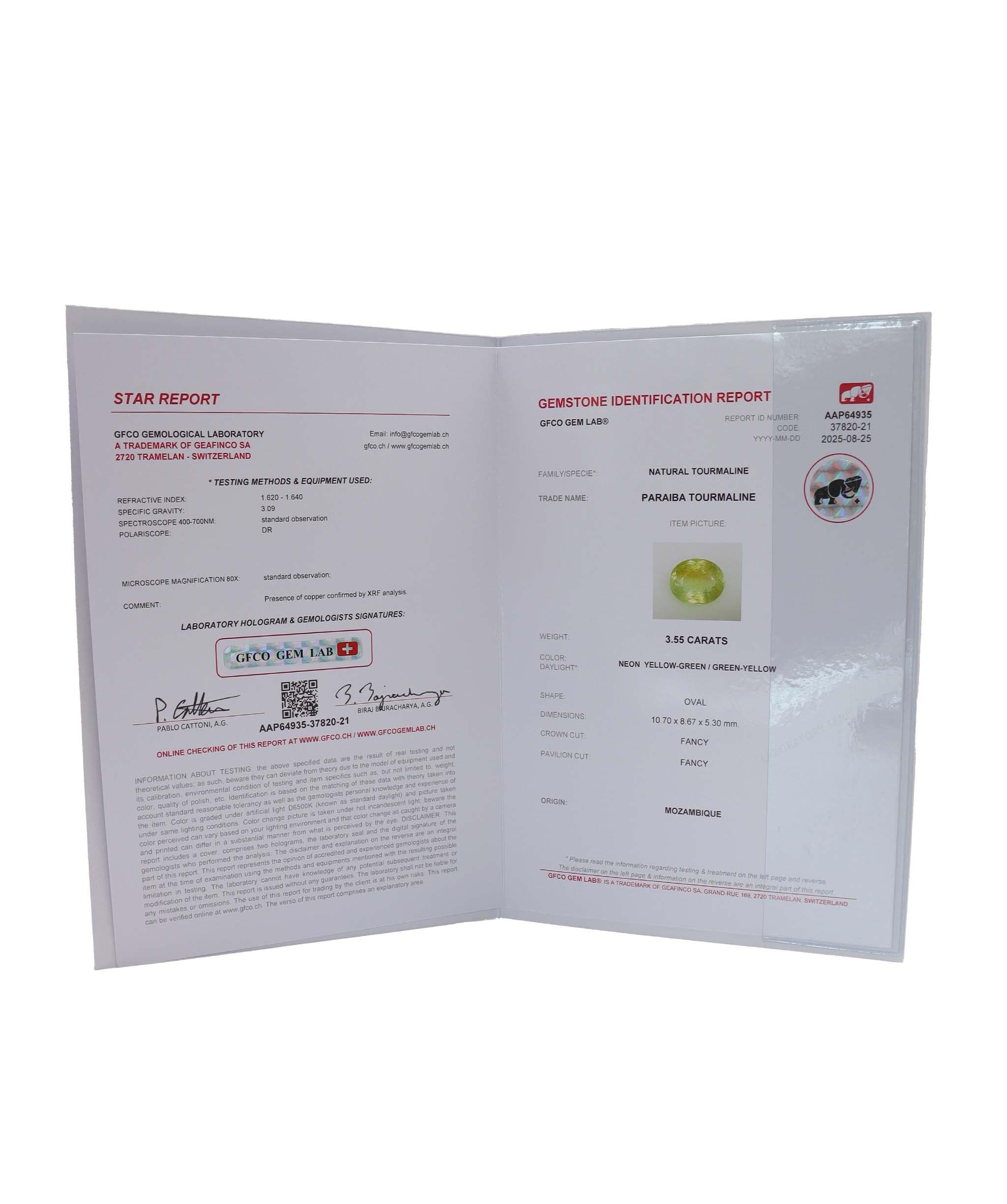 Luxury Promise 3.55ct paraiba tourmaline DXBCD0660