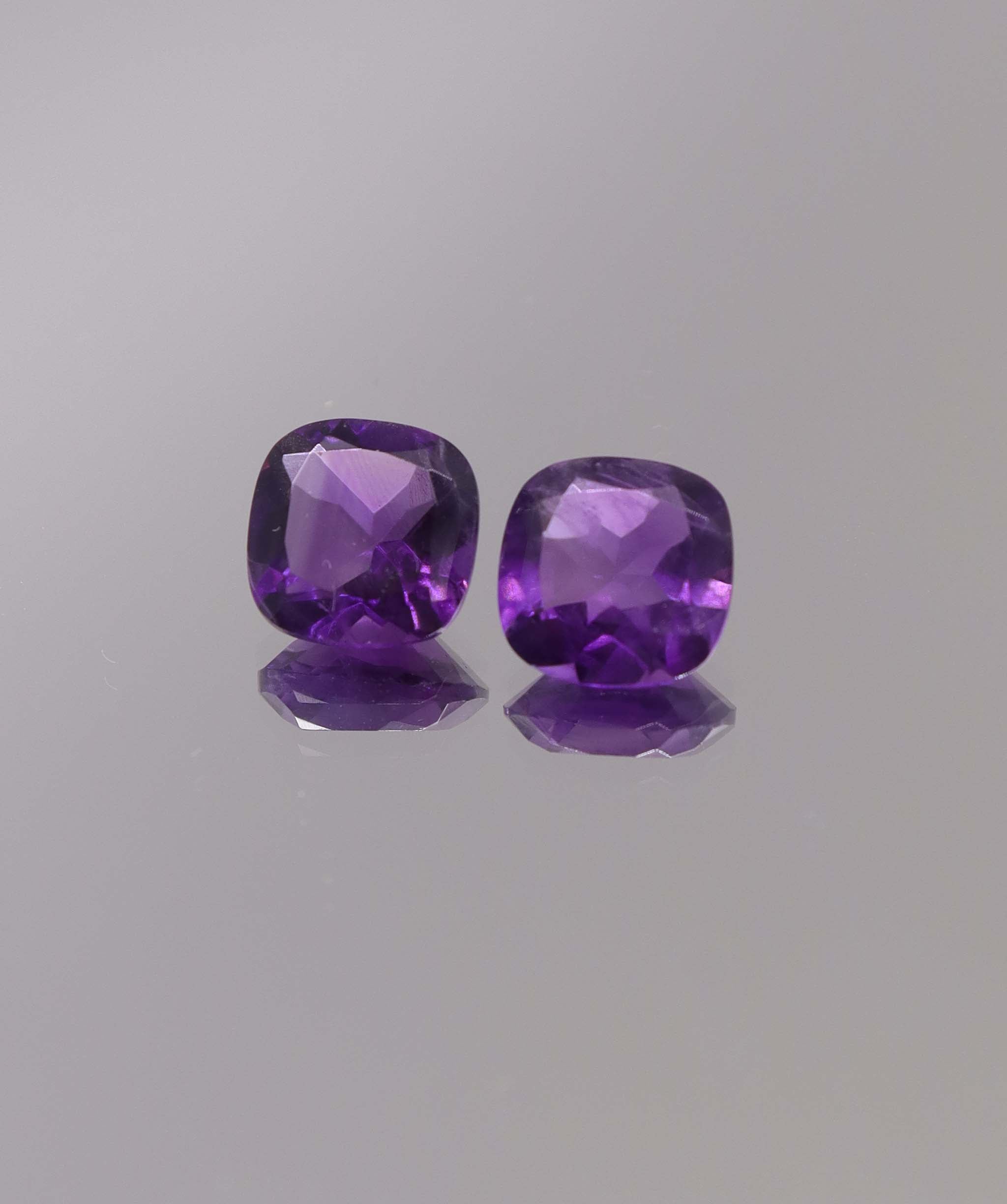 Luxury Promise 3.64ct Amethyst Square Cushion pair DXBCS1298