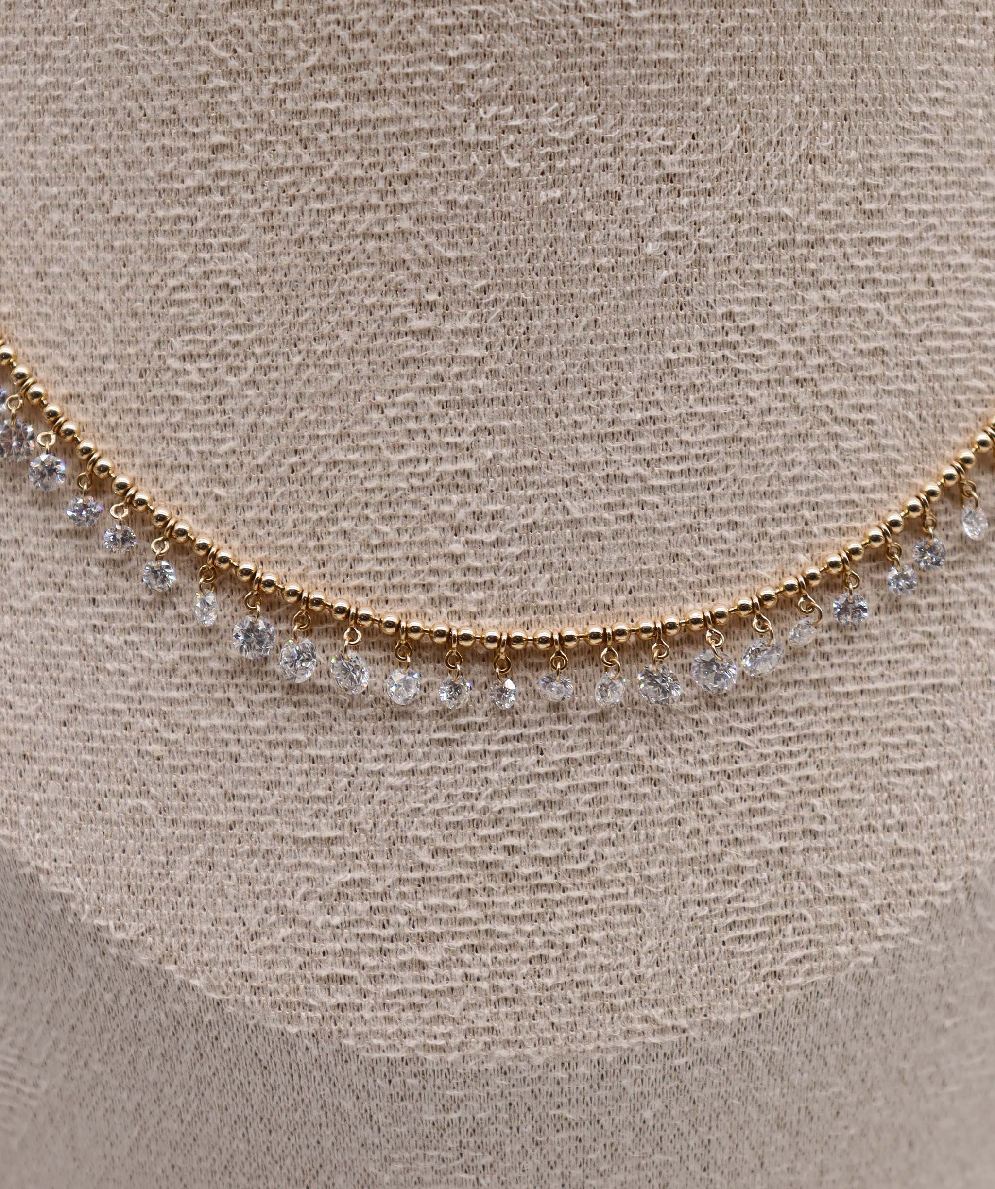Luxury Promise 3.72ct Rose Cut Diamnod Drop Necklace Yellow Gold 7.81g C12025