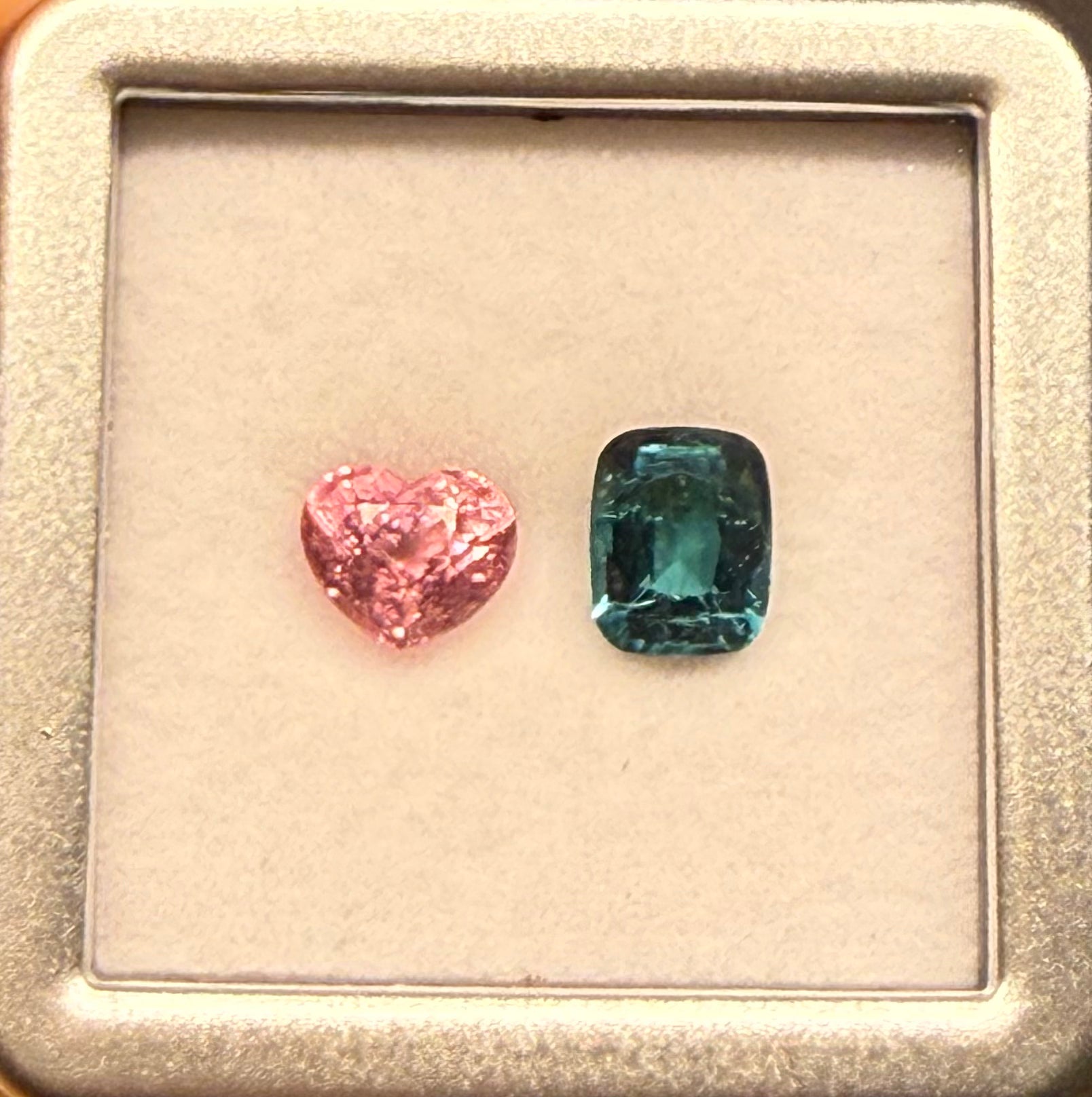 Luxury Promise 3.77ct Pink Heart & Lagoon Tourmaline Moi et Toi Afghan DXBCS0301