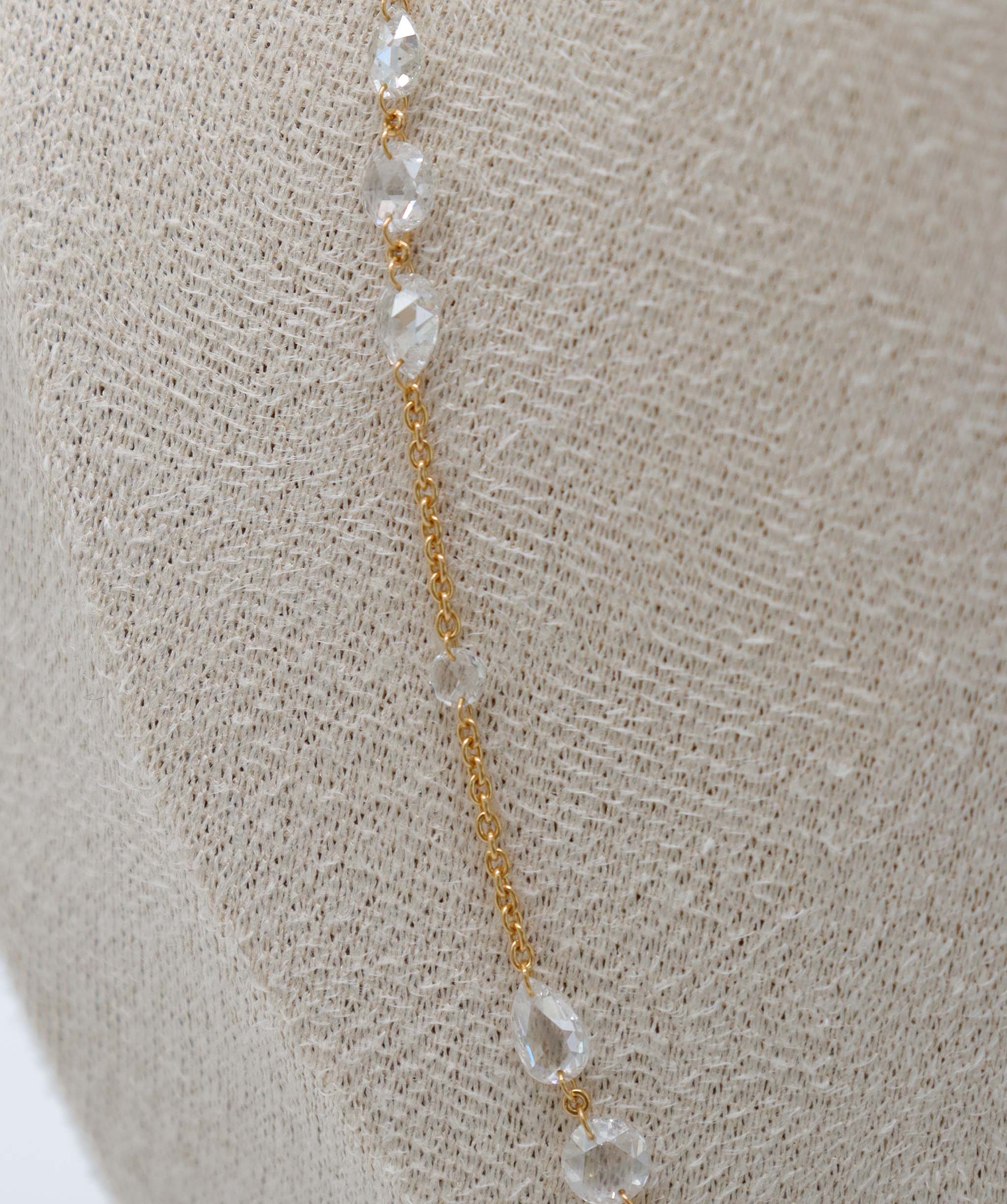 Luxury Promise 3.8CT EX PEAR WHITE ROSECUT NECKLACE C12628