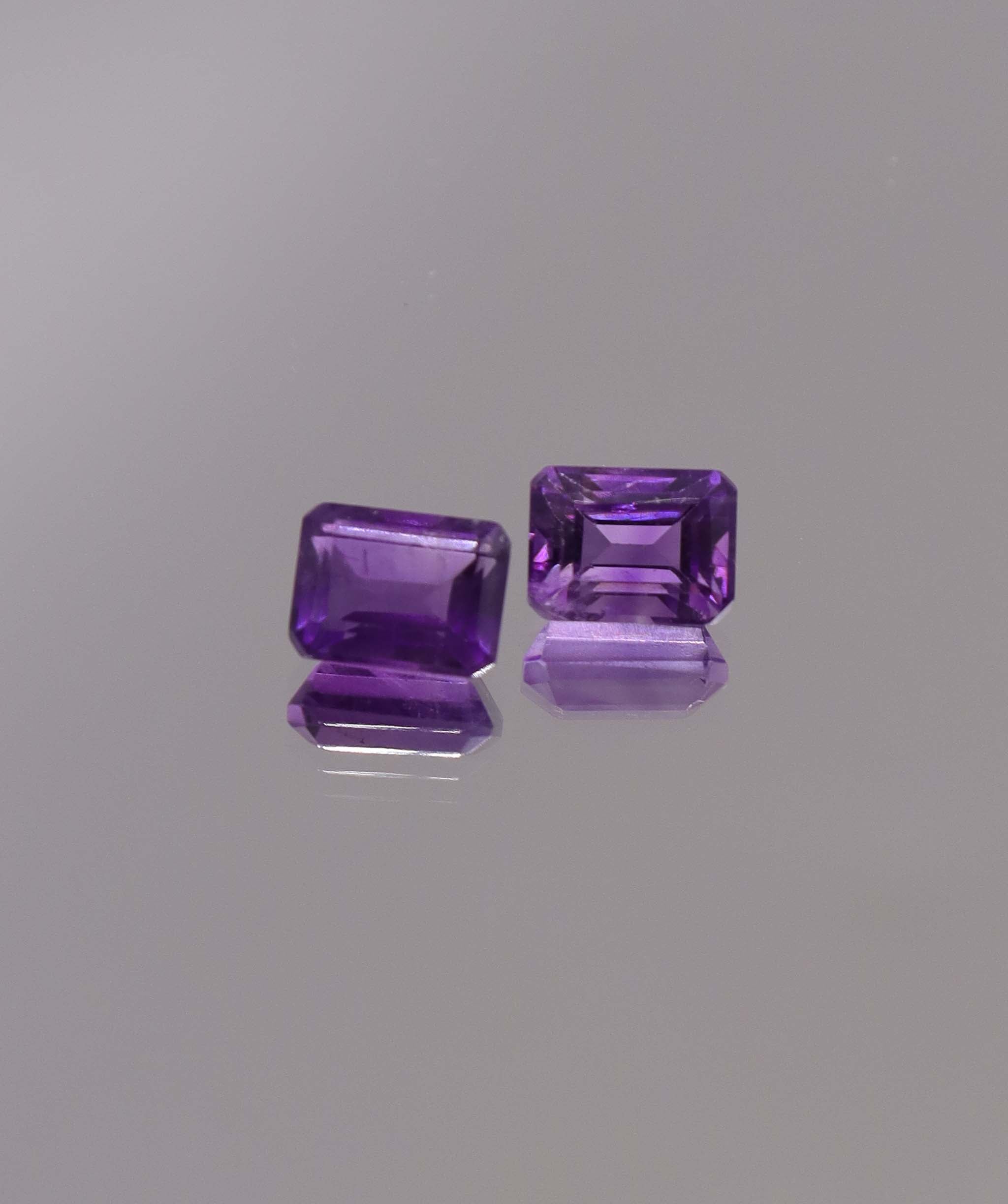 Luxury Promise 3.98ct Amethyst Emerald cut pair DXBCS1253